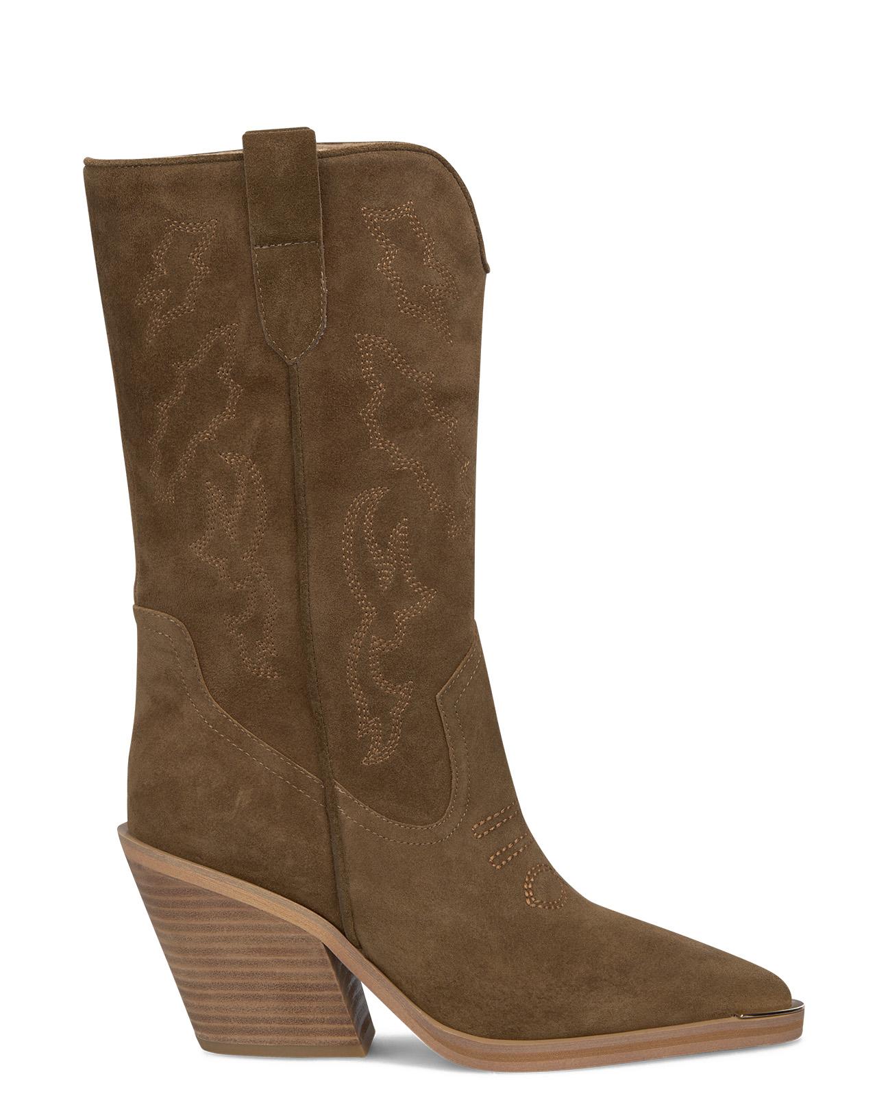 Imagen 0 de Botas cowboy de mujer con detalle de pespunte y calce fácil mediante pull on Camel