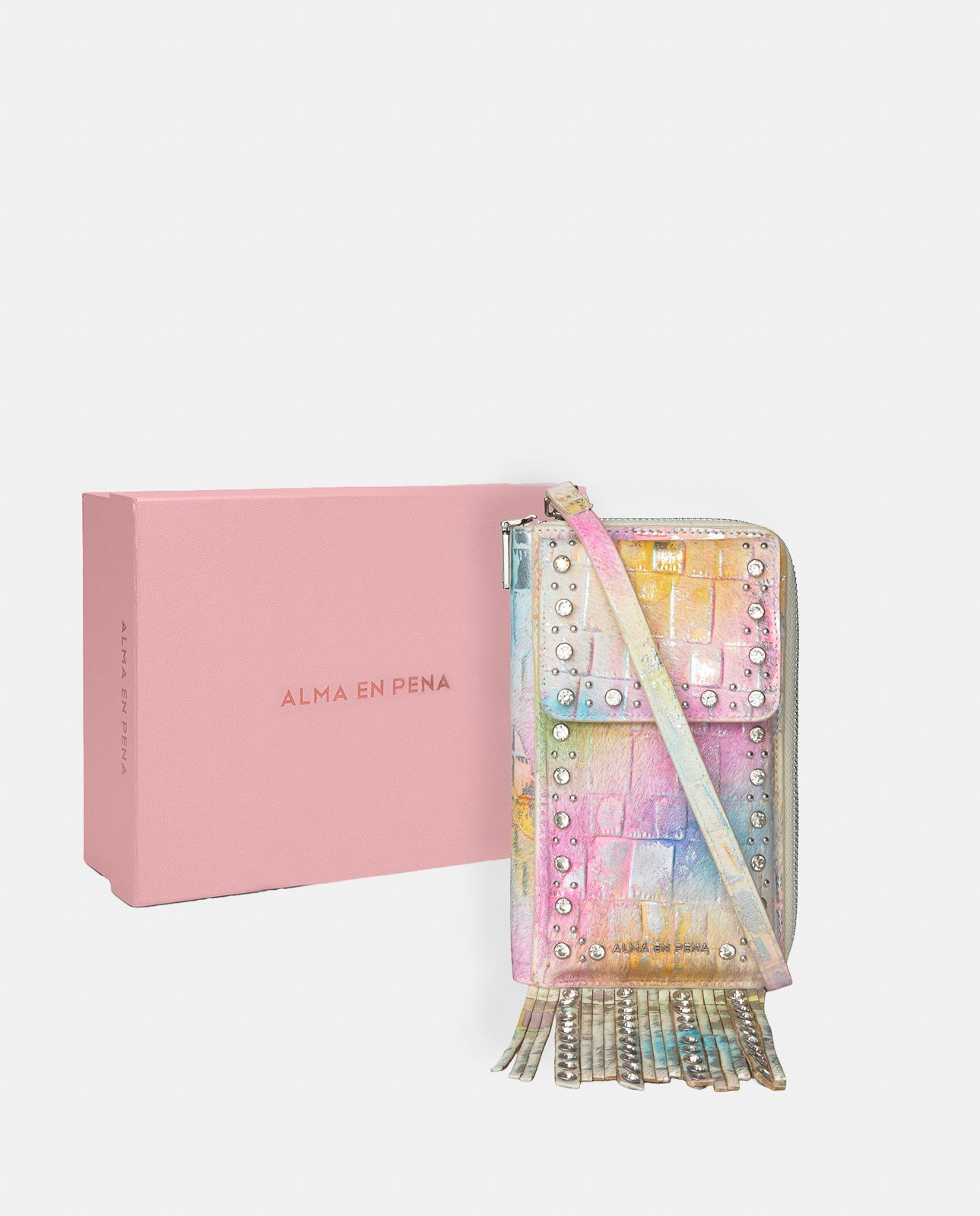 Bolso pequeño de mujer de piel con tachuelas y flecos - Alma en Pena - Multicolor Multicolor-5