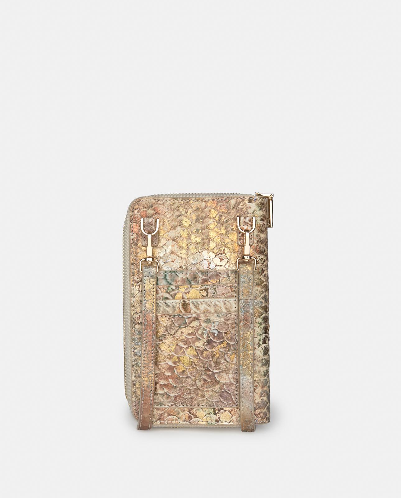 Bolso pequeño de mujer de piel con tachuelas y flecos - Alma en Pena - Marrón claro Marrón claro-3