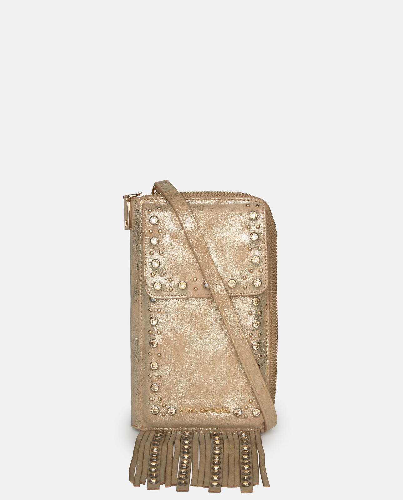 Bolso pequeño de mujer de piel con tachuelas y flecos - Alma en Pena - Topo Topo-1