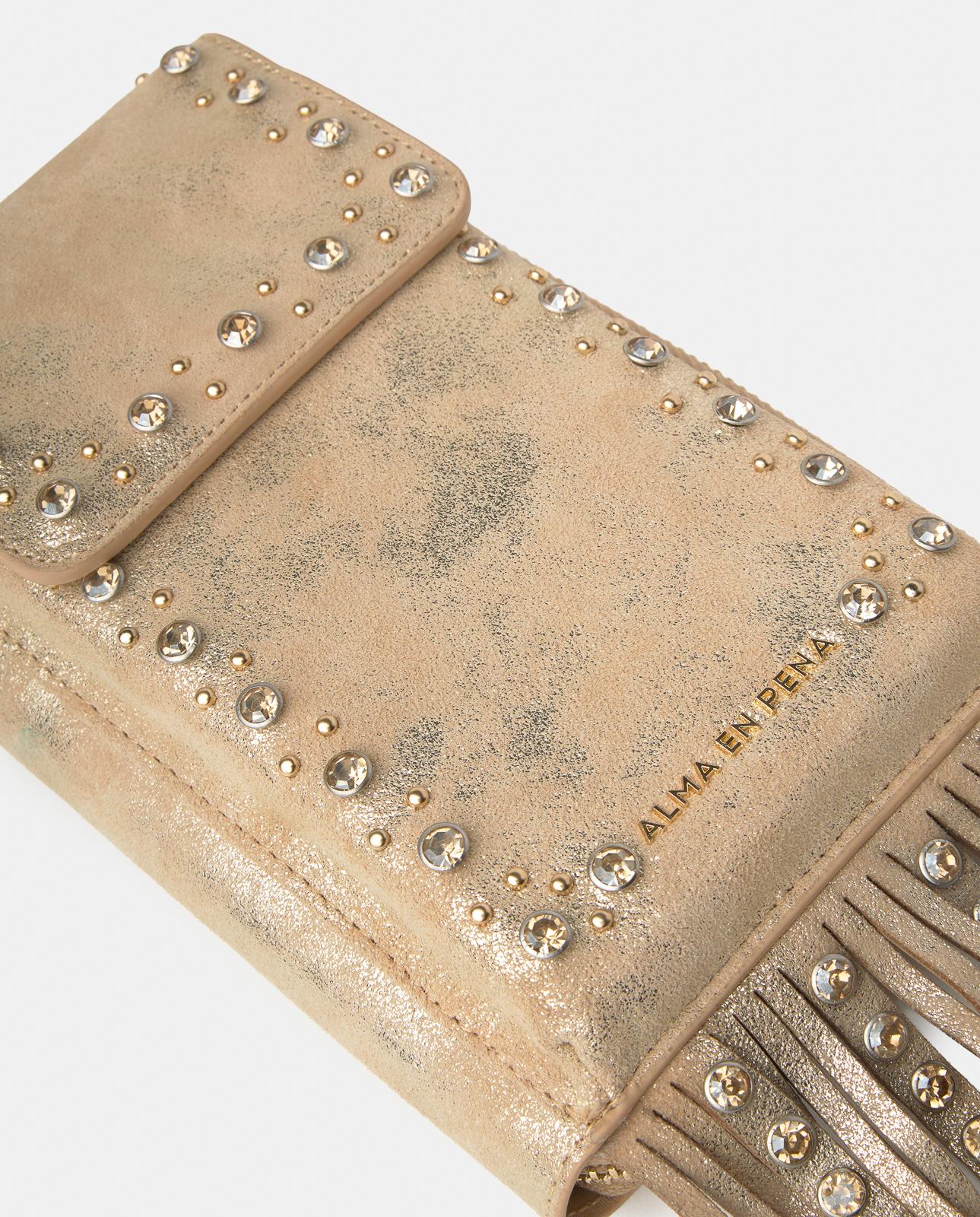Bolso pequeño de mujer de piel con tachuelas y flecos - Alma en Pena - Topo Topo-4