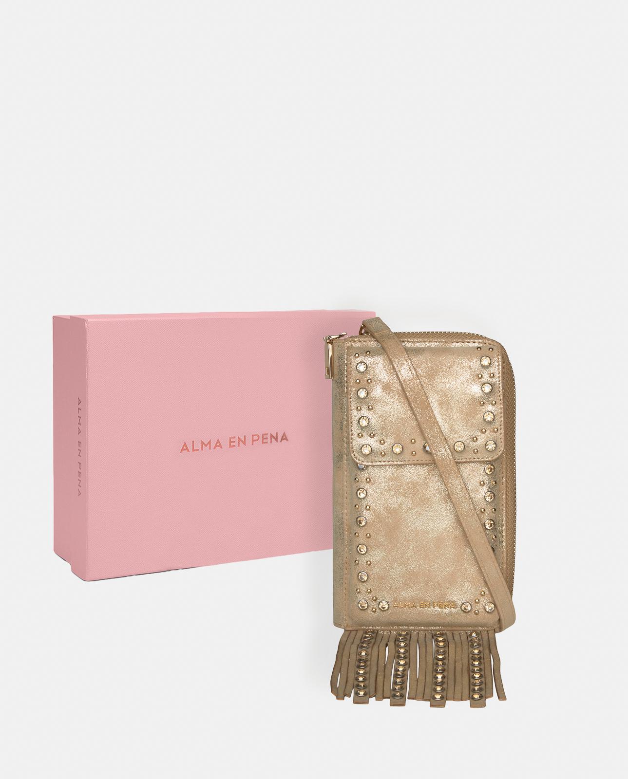 Bolso pequeño de mujer de piel con tachuelas y flecos - Alma en Pena - Topo Topo-5