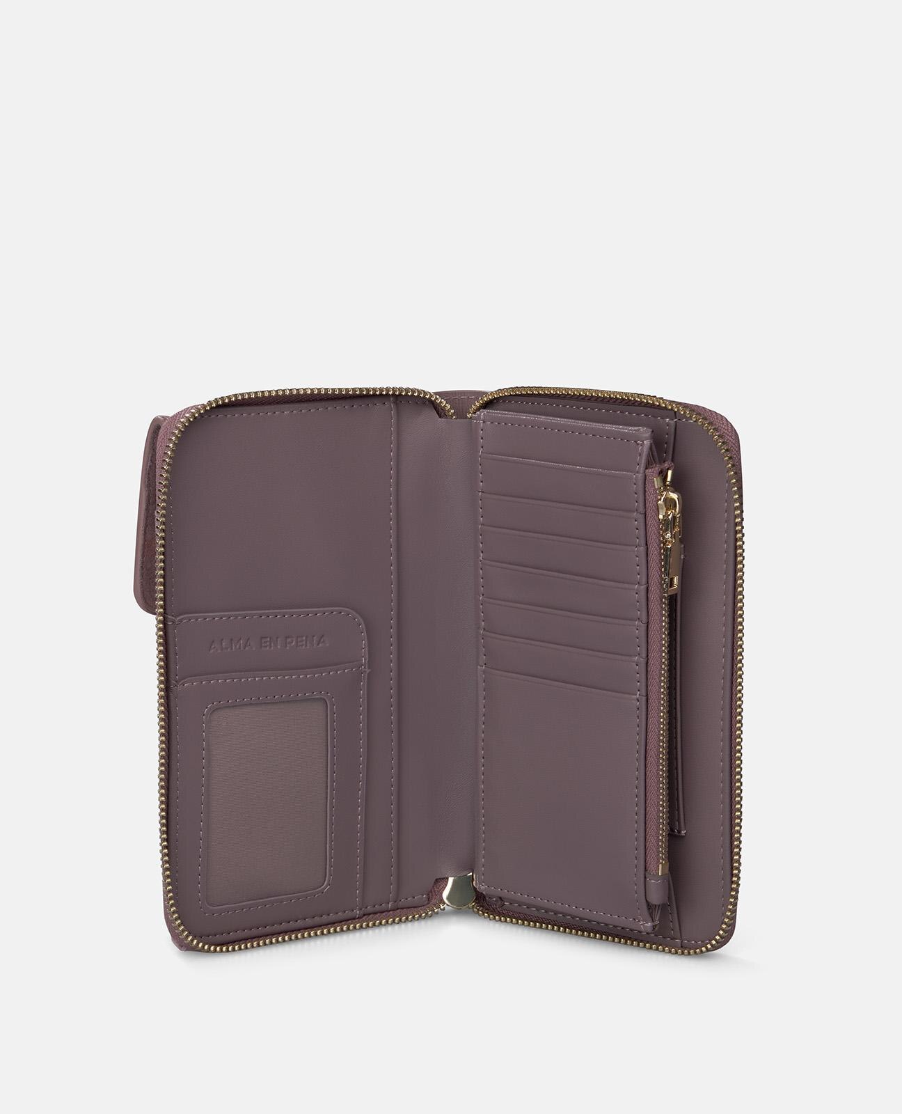 Bolso pequeño de mujer de piel con tachuelas y flecos - Alma en Pena - Lila Lila-4