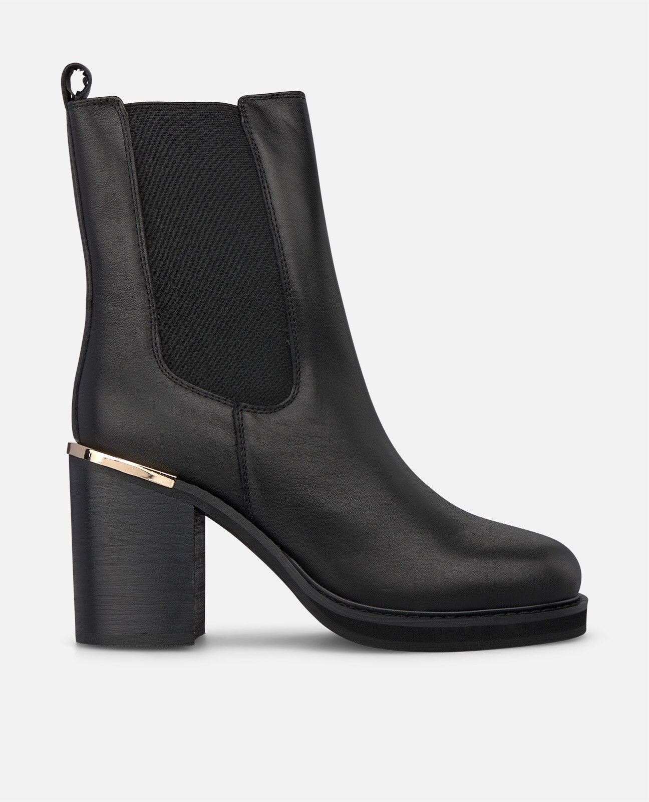 Botines Chelsea de mujer en napa con tacón de bloque - Negro Negro-1