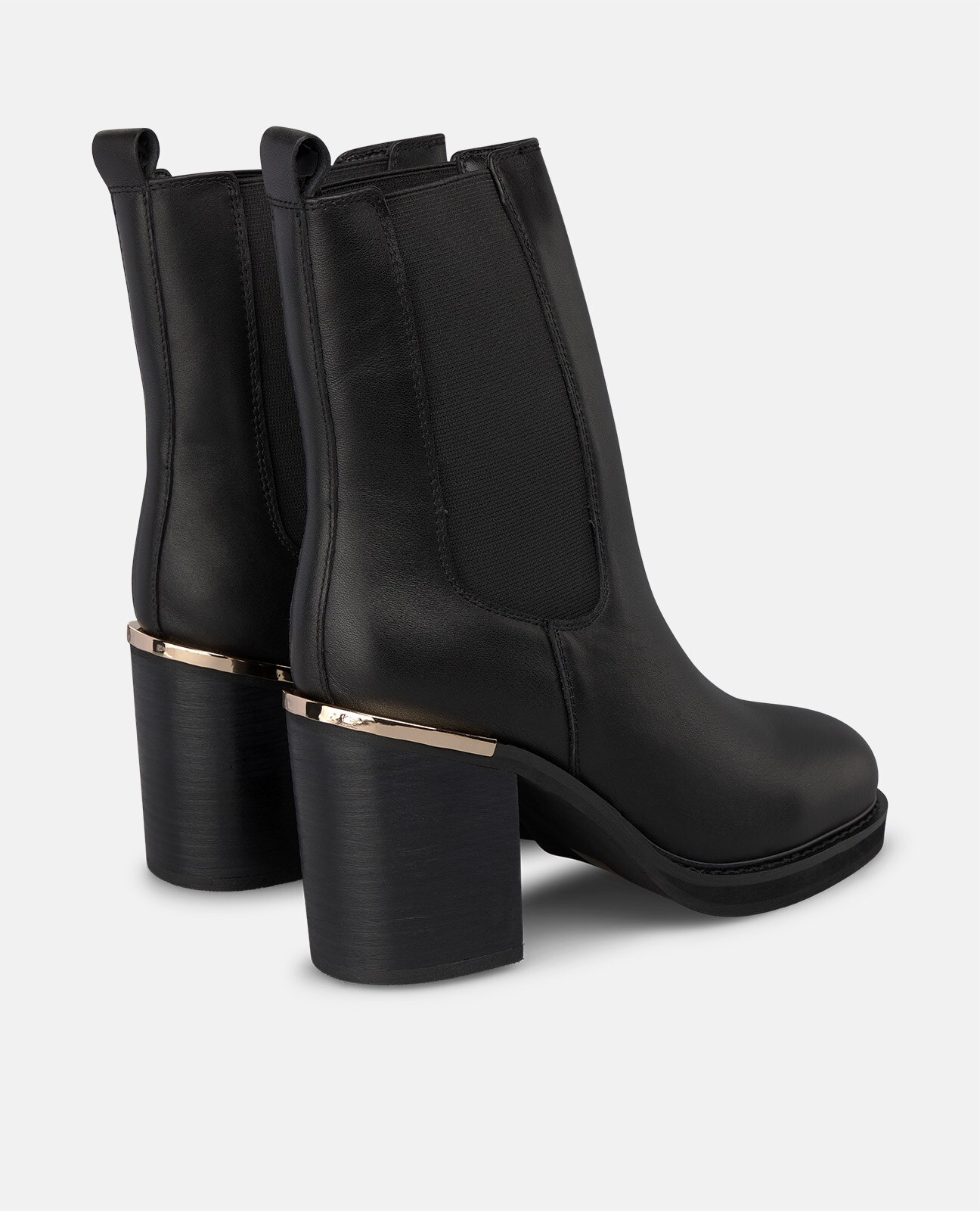 Botines Chelsea de mujer en napa con tacón de bloque - Negro Negro-2