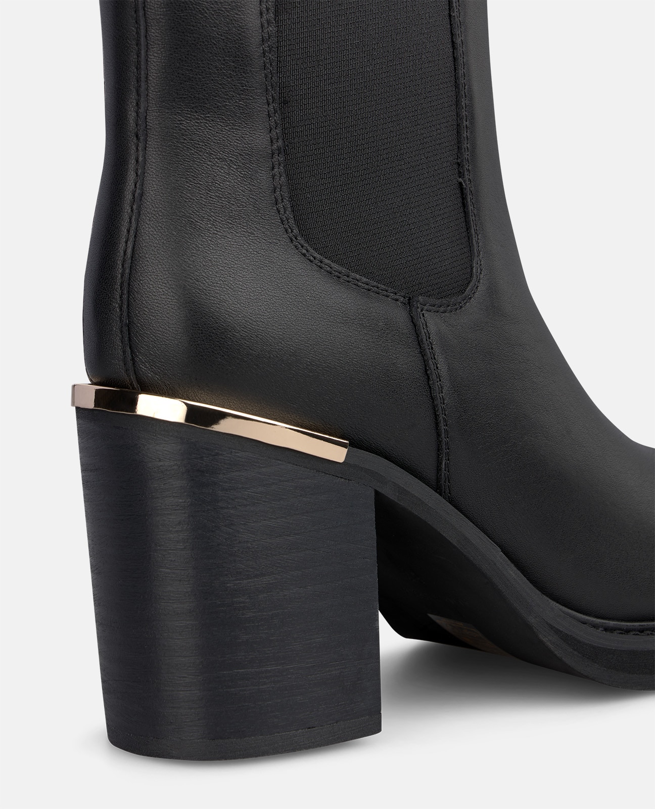 Botines Chelsea de mujer en napa con tacón de bloque - Negro Negro-4