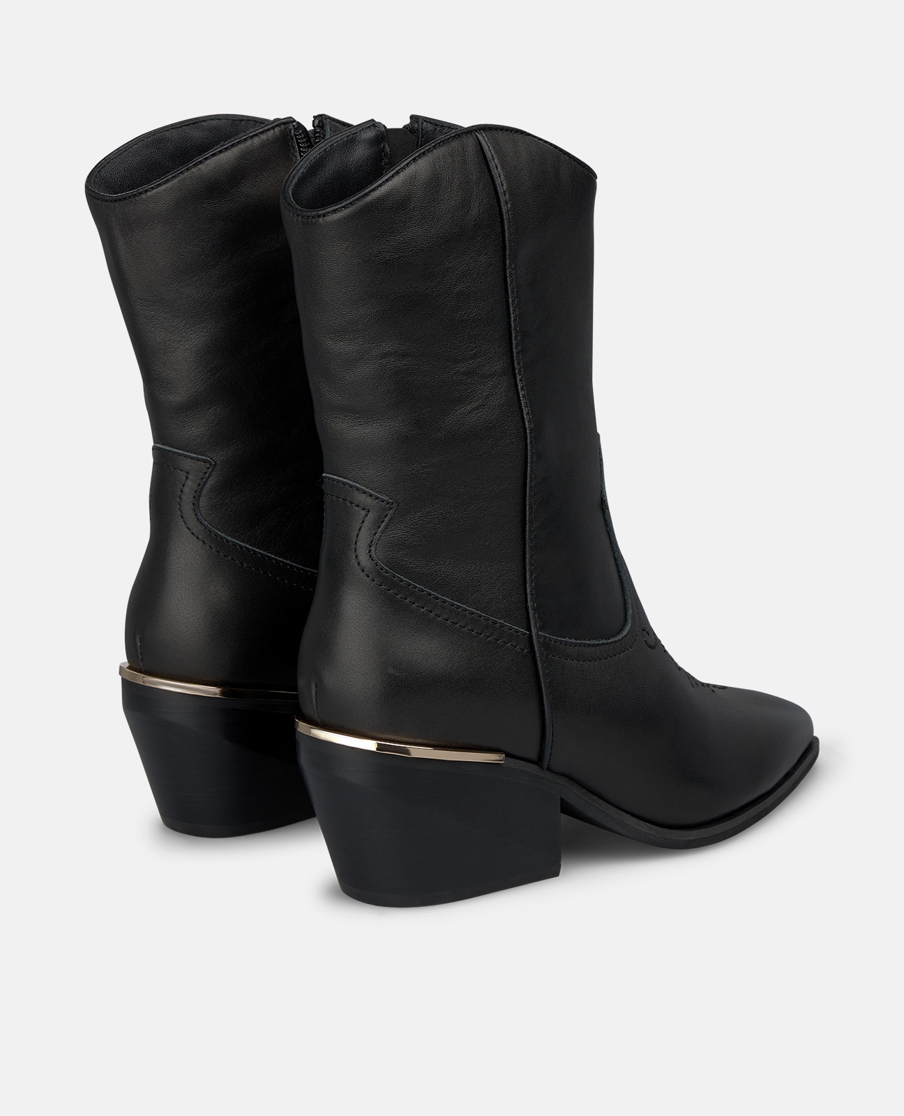 Botines cowboy de mujer en napa con cierre de cremallera - Negro Negro-2