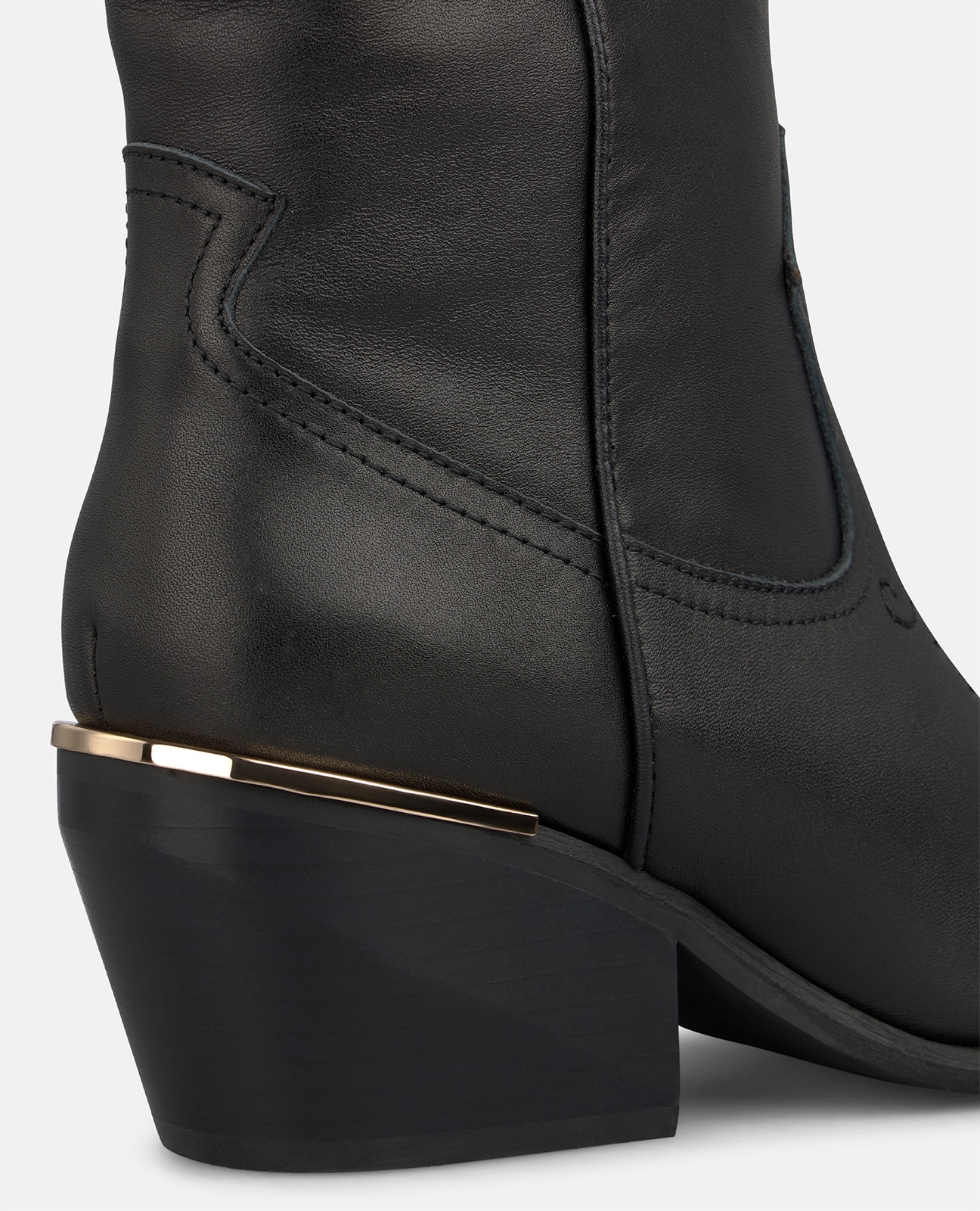 Botines cowboy de mujer en napa con cierre de cremallera - Negro Negro-4