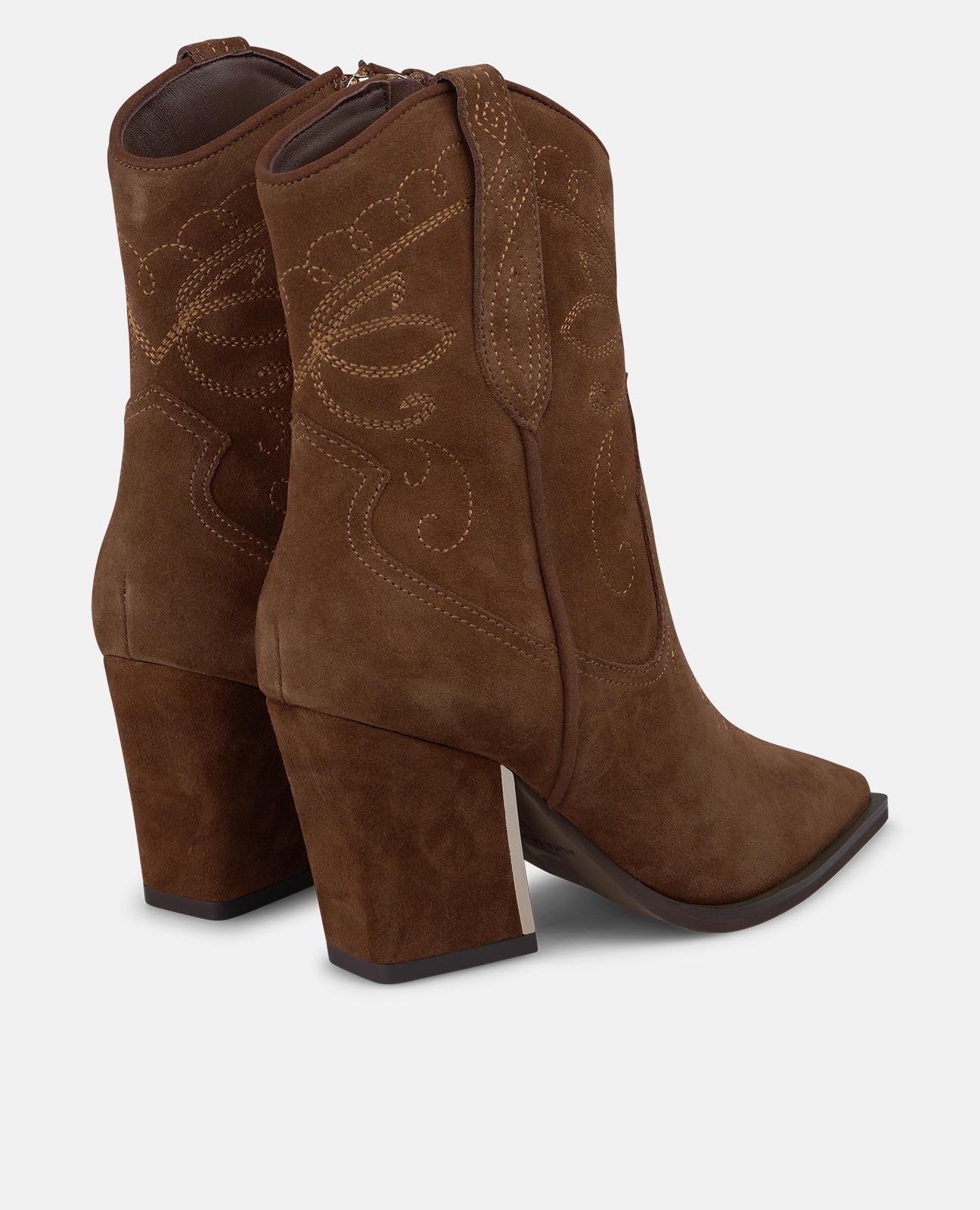 Botines cowboy de mujer en ante con detalles bordados - Alma en Pena - Camel Camel-2