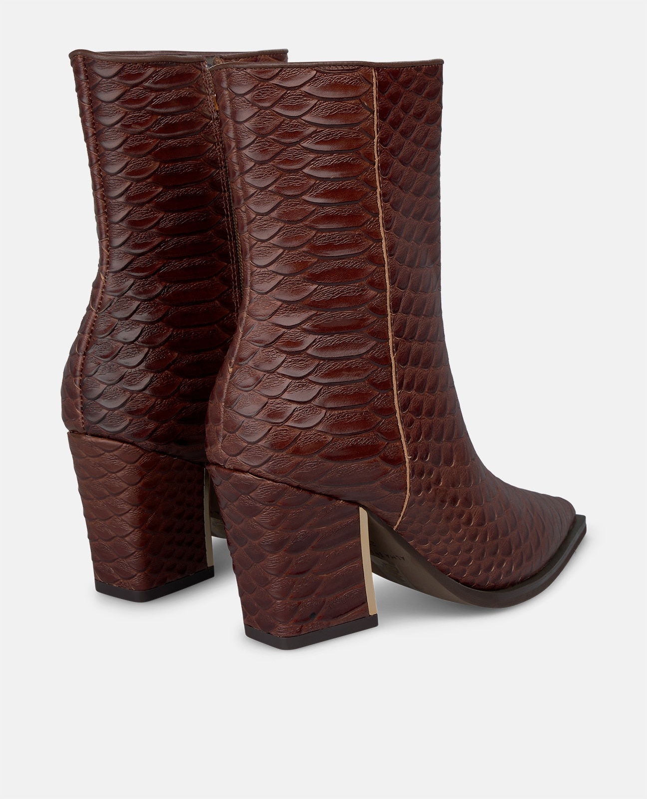 Botines básicos de mujer en piel texturizada con efecto serpiente - Alma en Pena - Camel Camel-3