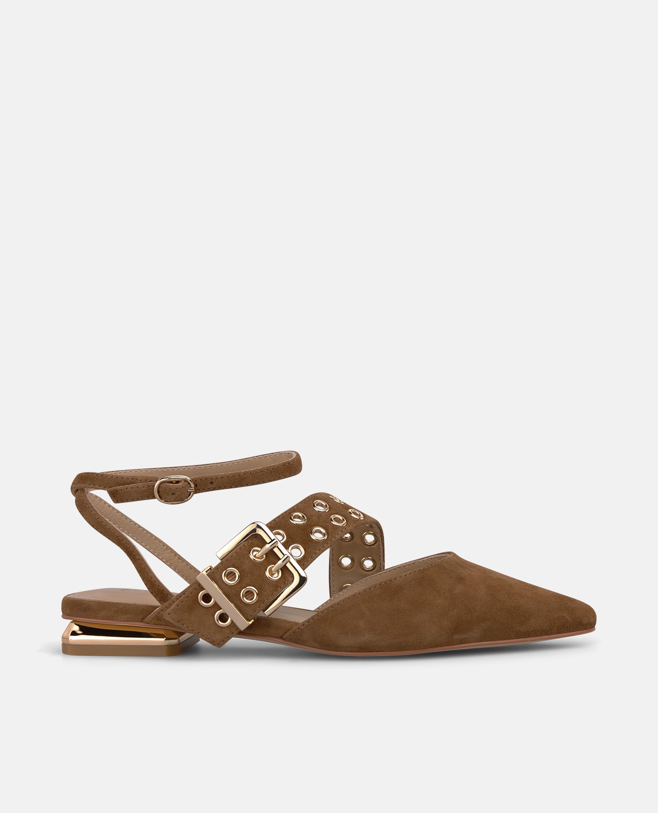 Mule plano de mujer en ante con pulsera - Camel Camel-1