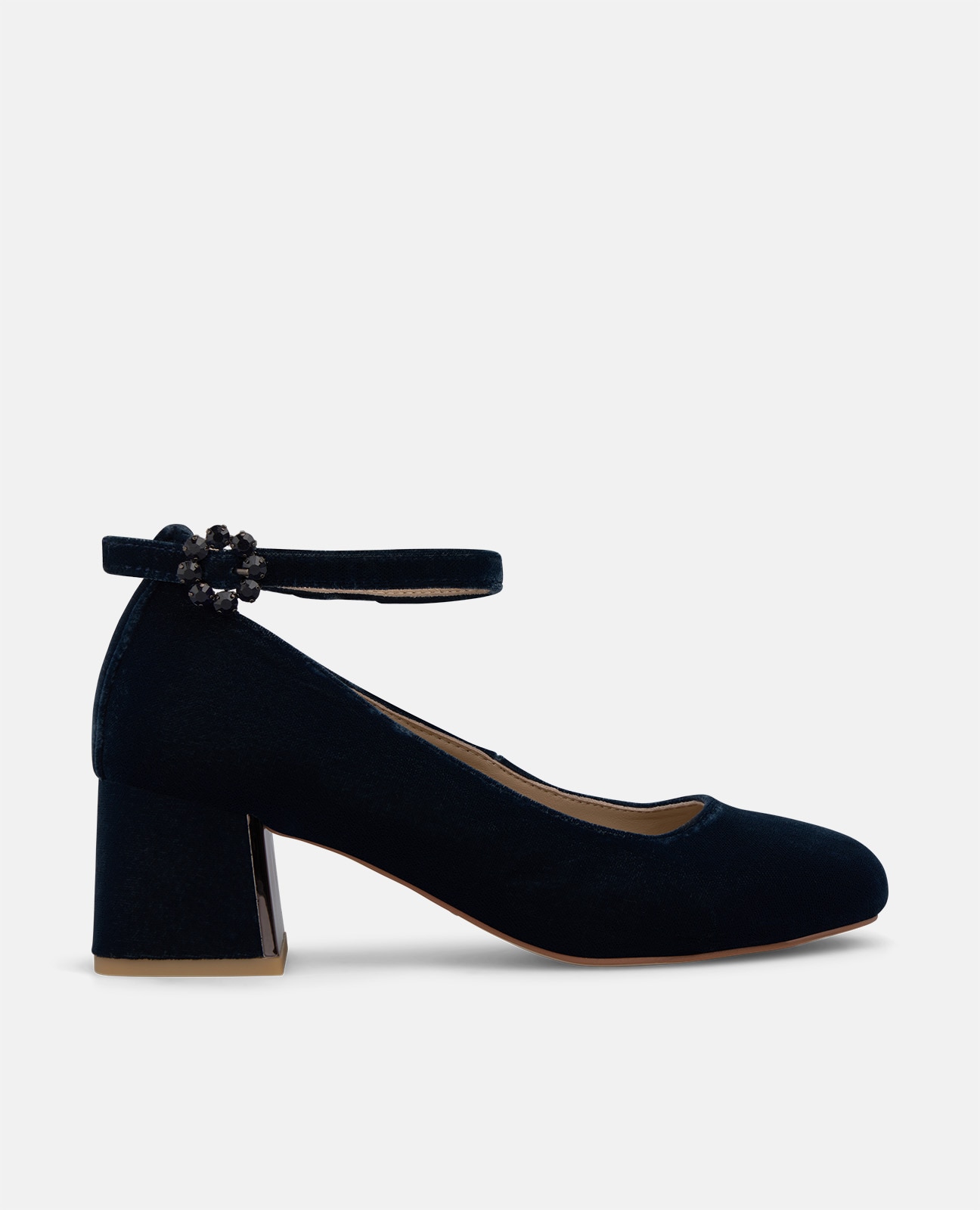 Zapatos de salón de mujer en ante con pulsera al tobillo - Azul marino Azul marino-1