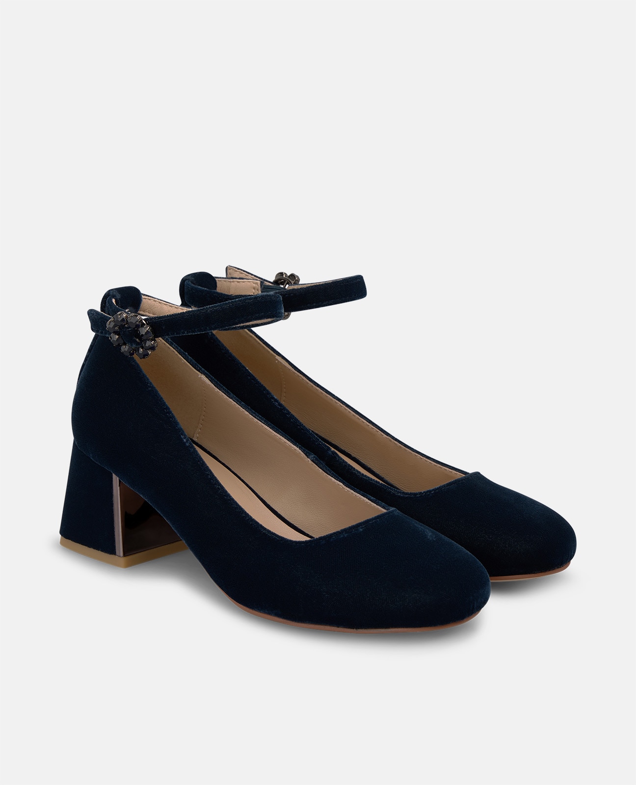 Zapatos de salón de mujer en ante con pulsera al tobillo - Azul marino Azul marino-3