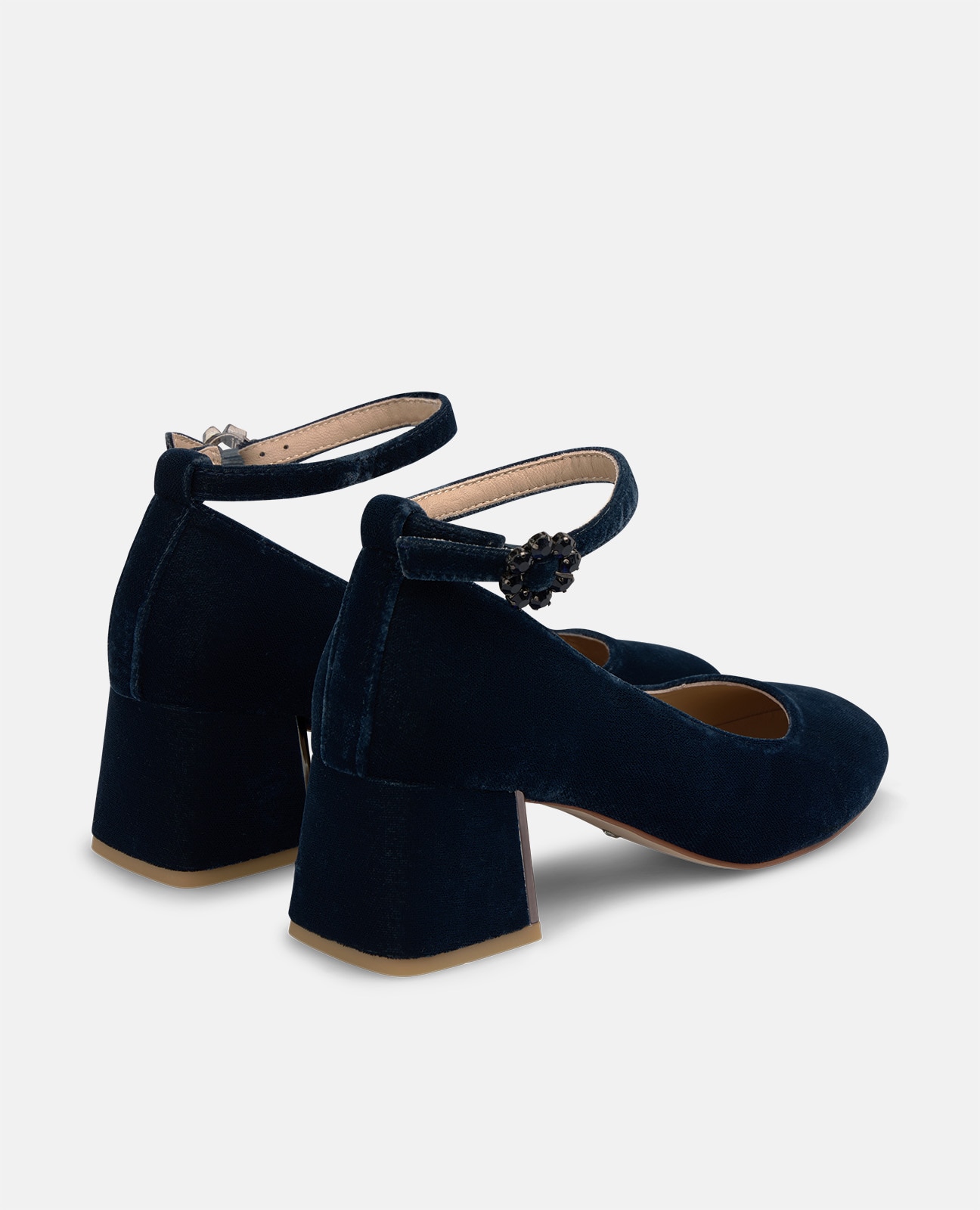 Zapatos de salón de mujer en ante con pulsera al tobillo - Azul marino Azul marino-2