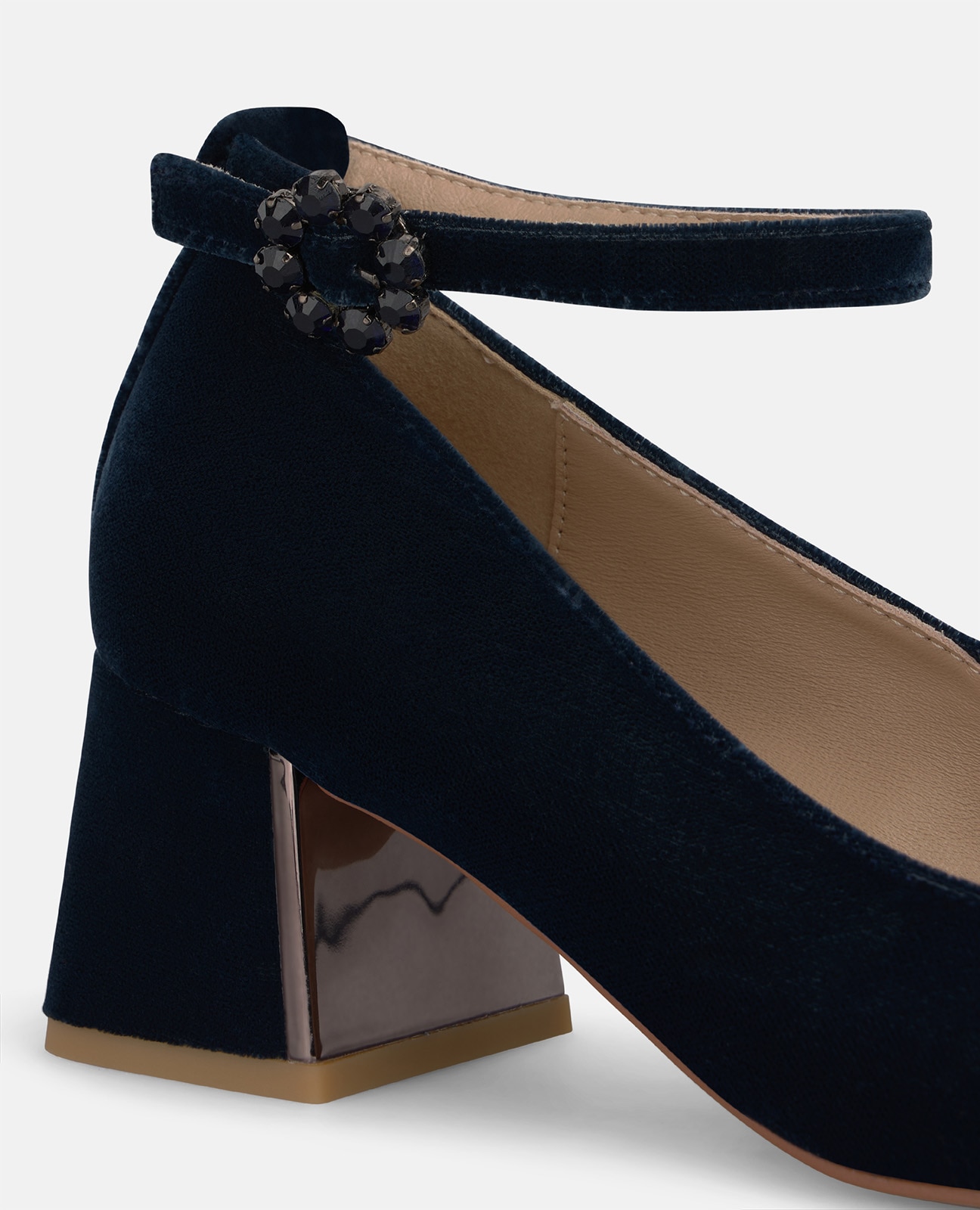 Zapatos de salón de mujer en ante con pulsera al tobillo - Azul marino Azul marino-4