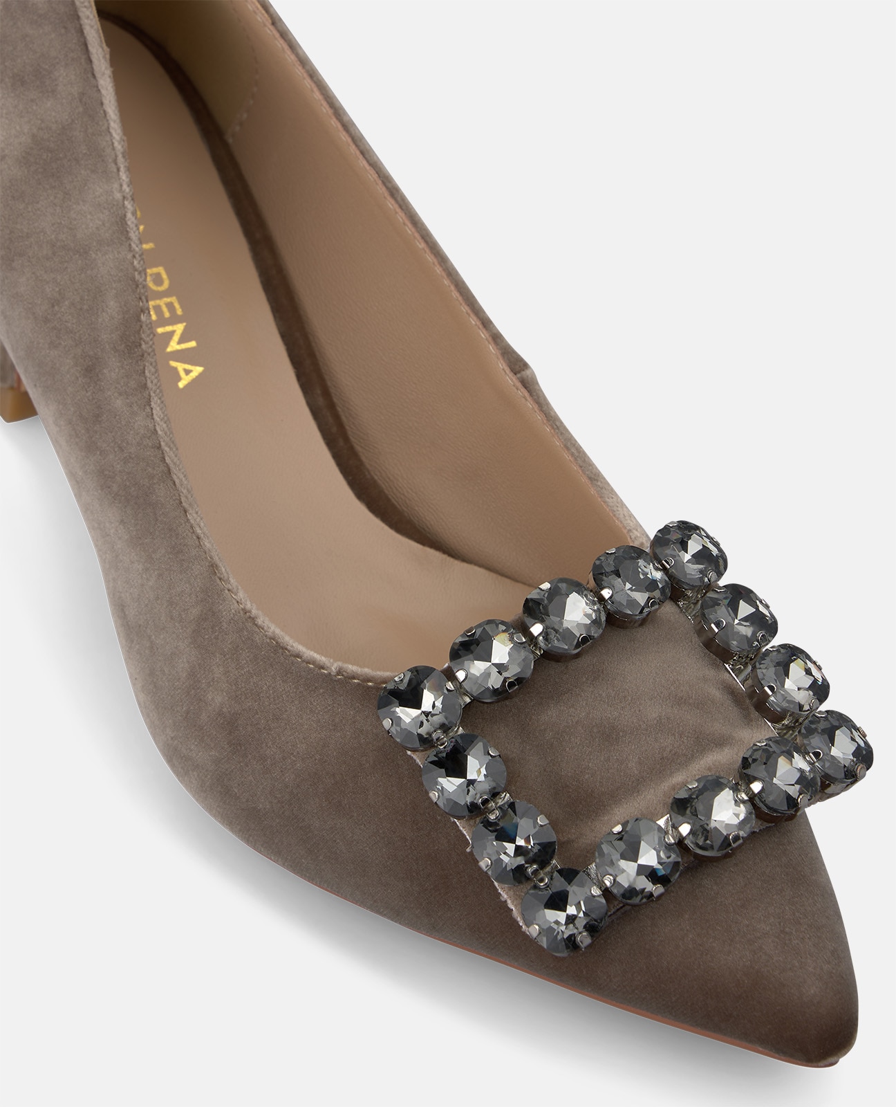 Zapatos de salón de mujer en terciopelo con adorno frontal - Alma en Pena - Visón Visón-4