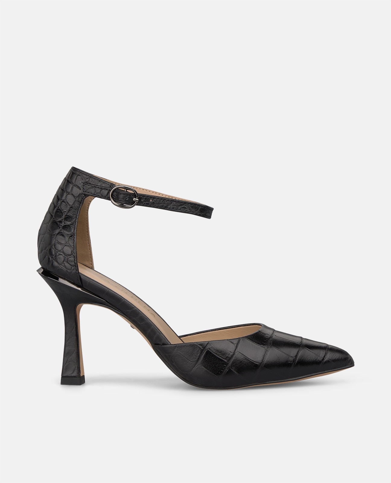 Zapato de salón de mujer en piel texturizada con pulsera - Alma en Pena - Negro Negro-1