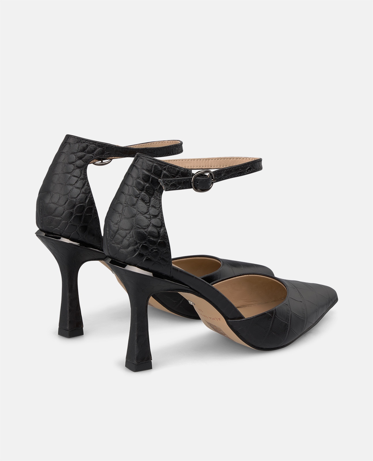Zapato de salón de mujer en piel texturizada con pulsera - Alma en Pena - Negro Negro-2