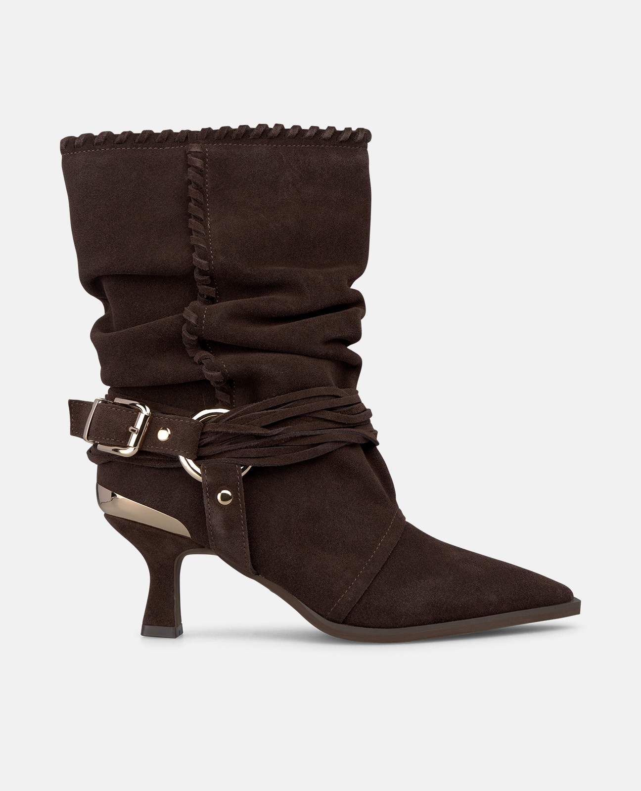 Botas básicas de mujer en ante con detalle estribo