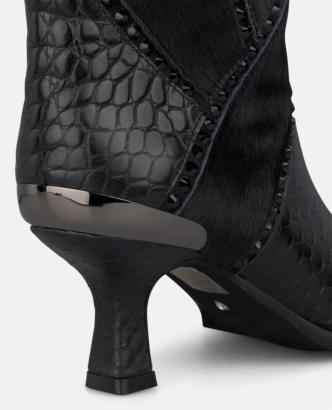 Botines básicos de mujer en piel con detalles animal print - Negro Negro-4