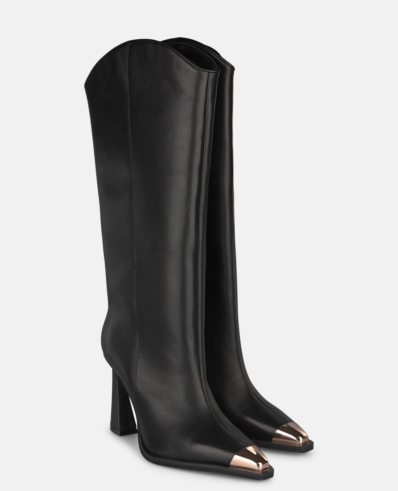 Botas básicas de mujer en napa con puntera metalizada - Alma en Pena - Negro Negro-2