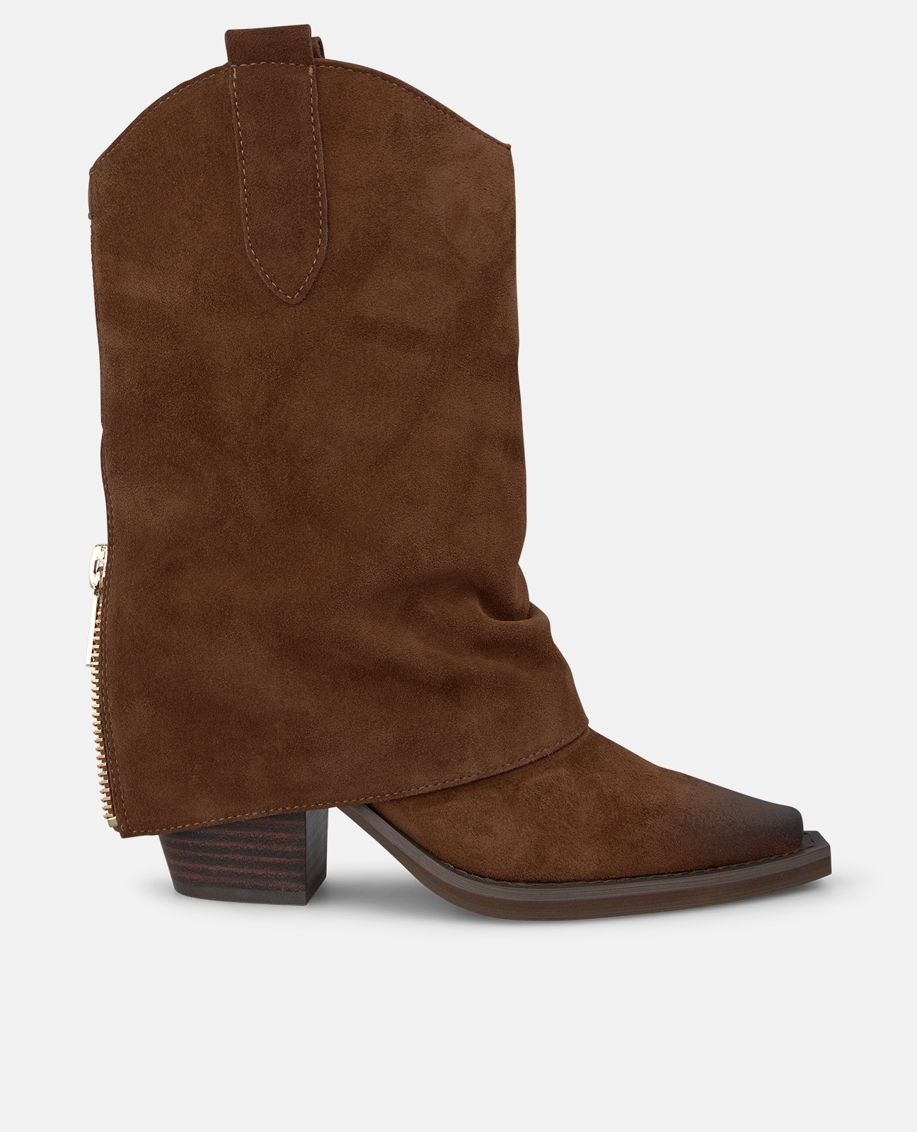 Botines cowboy de mujer en ante con cremallera trasera - Alma en Pena - Camel Camel-1
