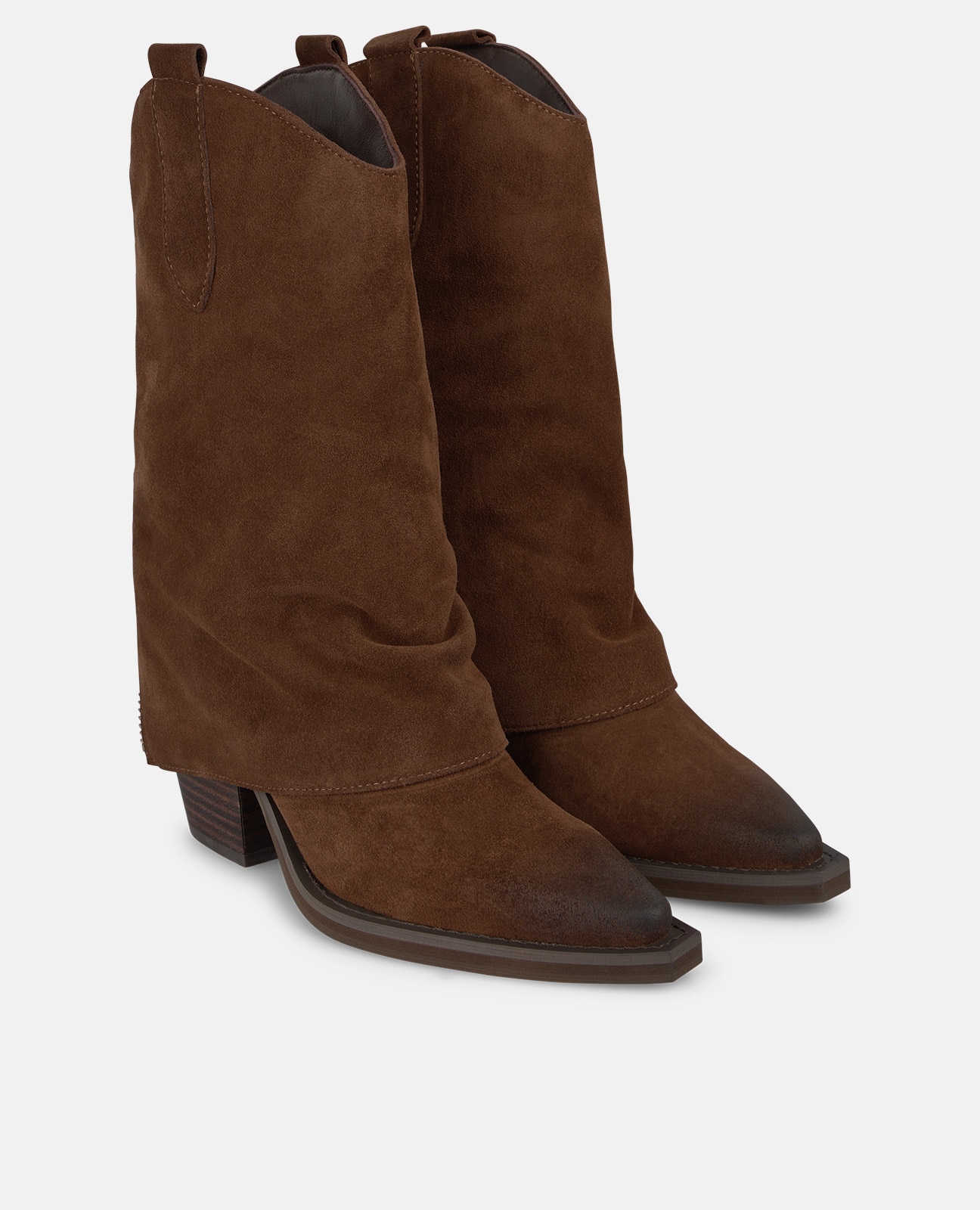 Botines cowboy de mujer en ante con cremallera trasera - Alma en Pena - Camel Camel-2