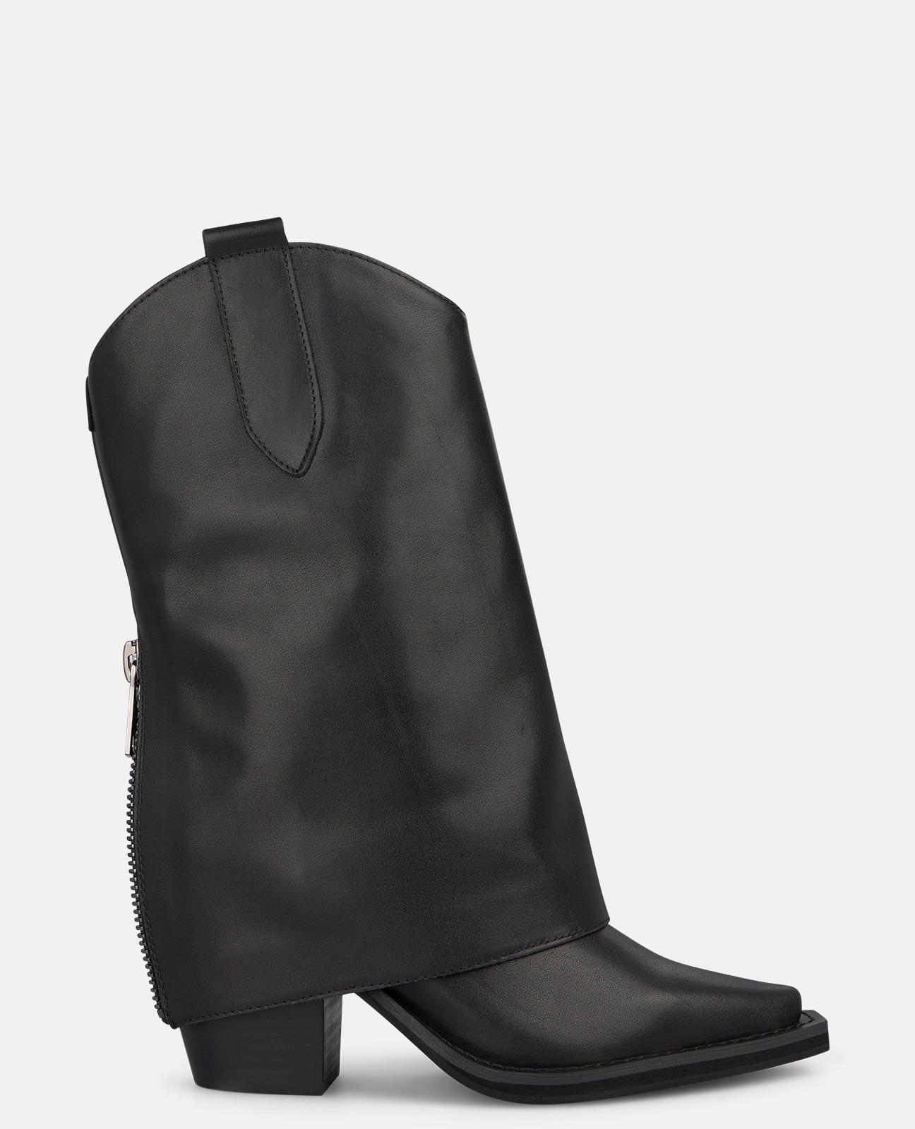 Botines cowboy de mujer en napa con cremallera trasera - Negro Negro-1