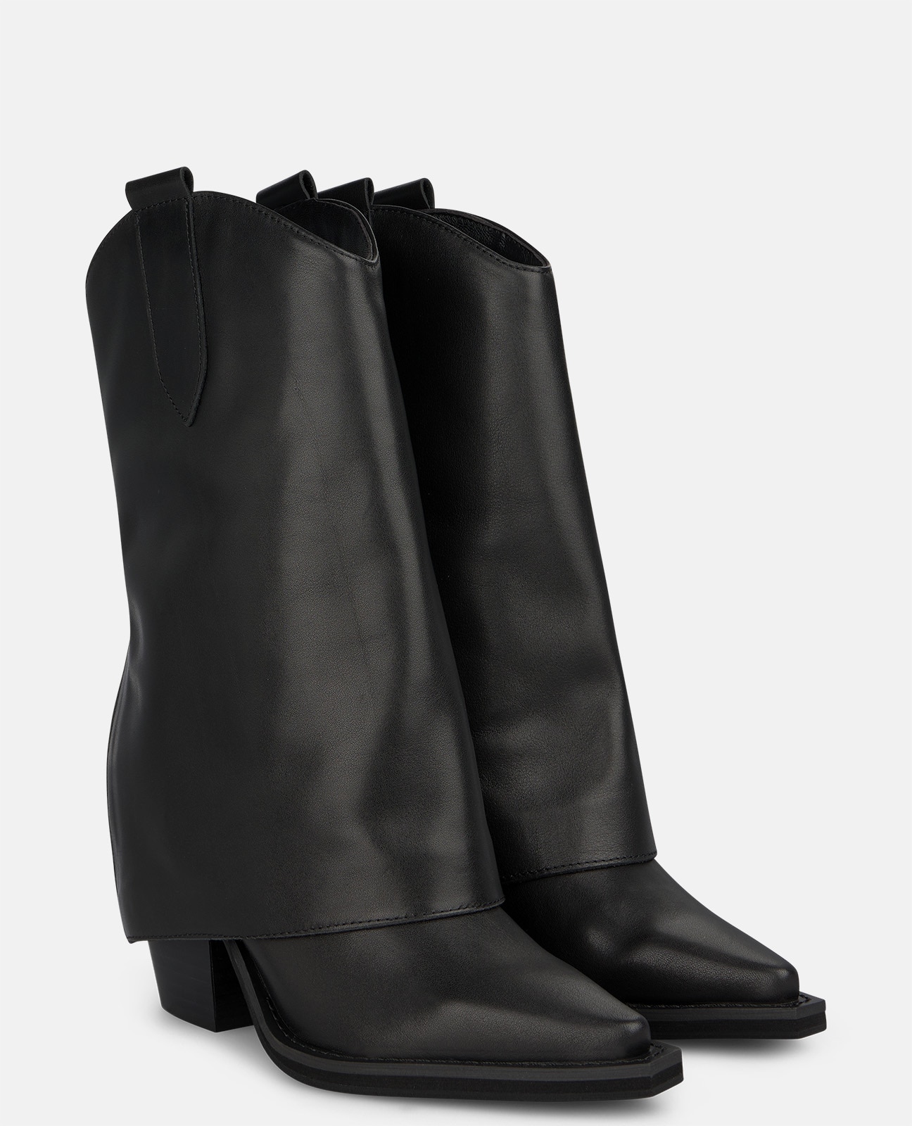 Botines cowboy de mujer en napa con cremallera trasera - Negro Negro-2