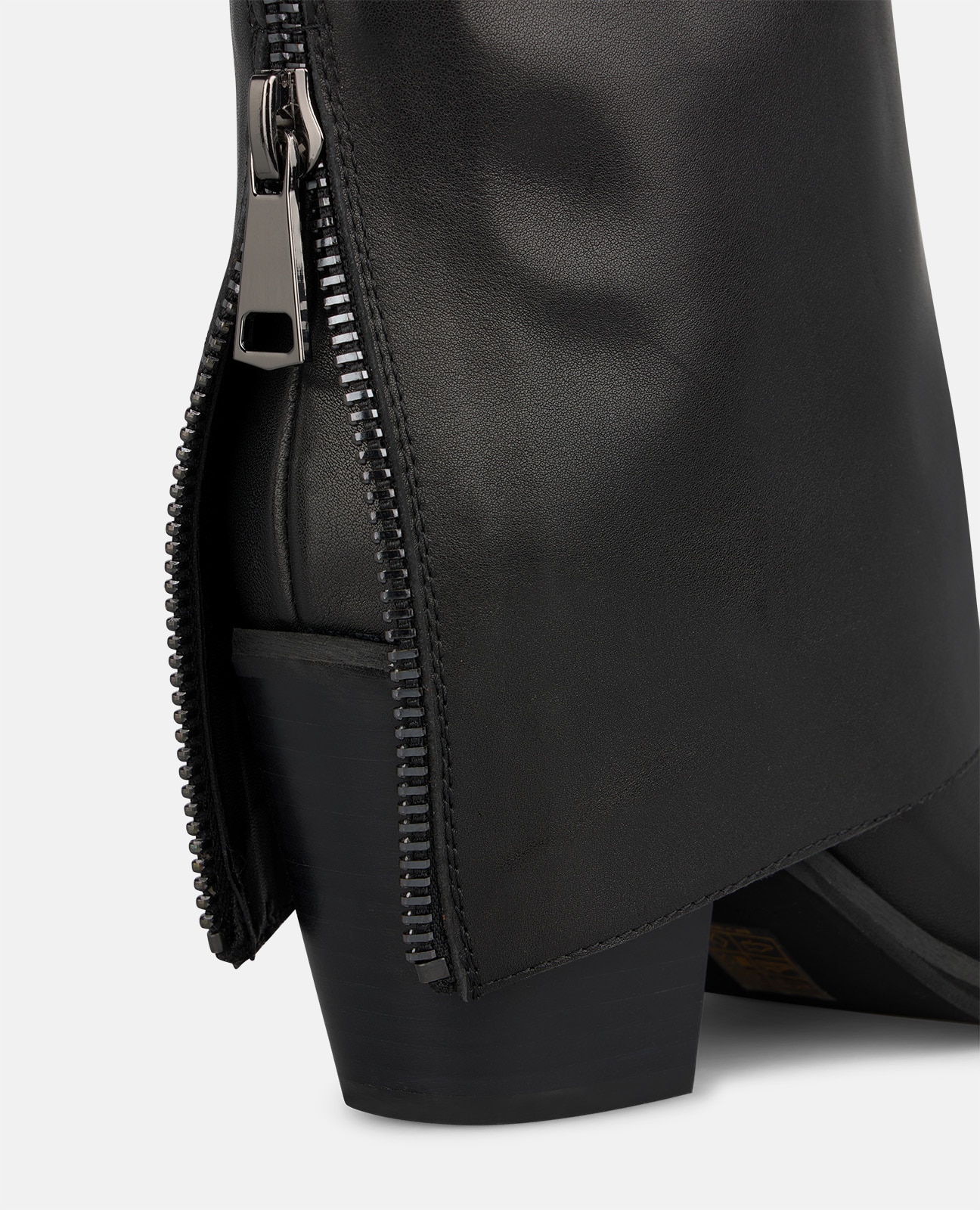 Botines cowboy de mujer en napa con cremallera trasera - Negro Negro-4
