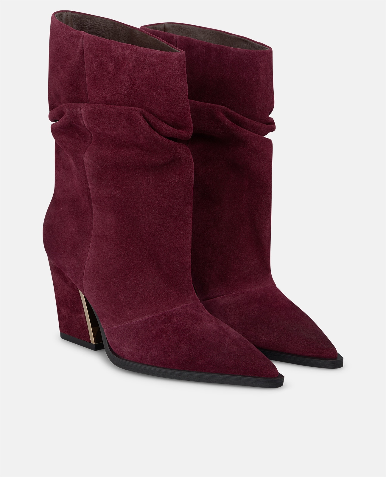Botines básicos de mujer en ante con acabado en punta - Alma en Pena - Burdeos Burdeos-3