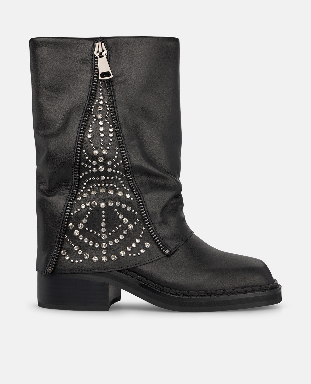 Botas básicas de mujer con cremallera lateral y tachas metálicas - Alma en Pena - Negro Negro-1