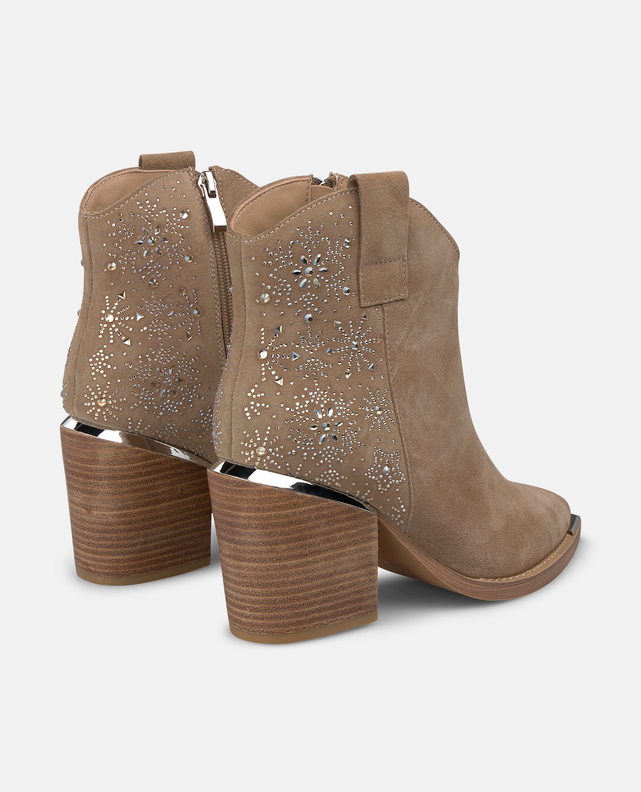 Botines básicos de mujer en ante con pedrería floral - Alma en Pena - Visón Visón-2