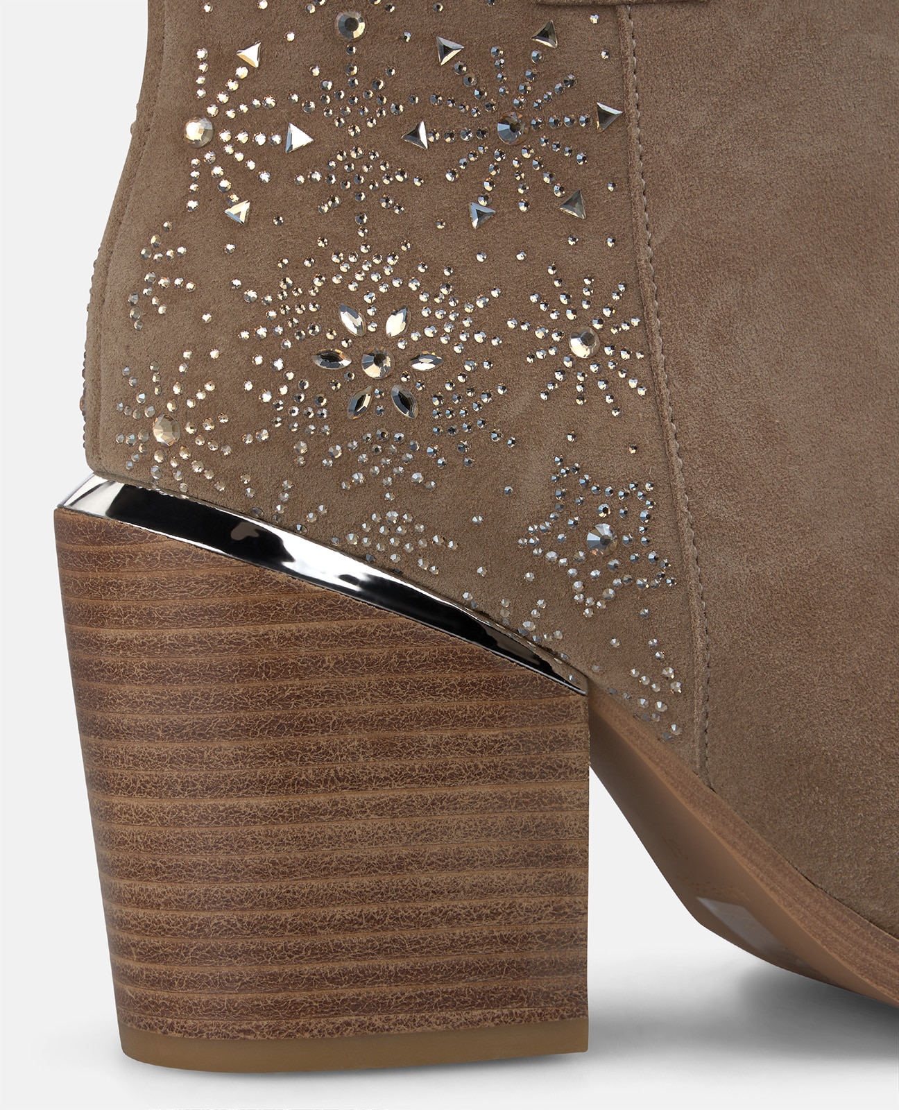 Botines básicos de mujer en ante con pedrería floral - Alma en Pena - Visón Visón-4