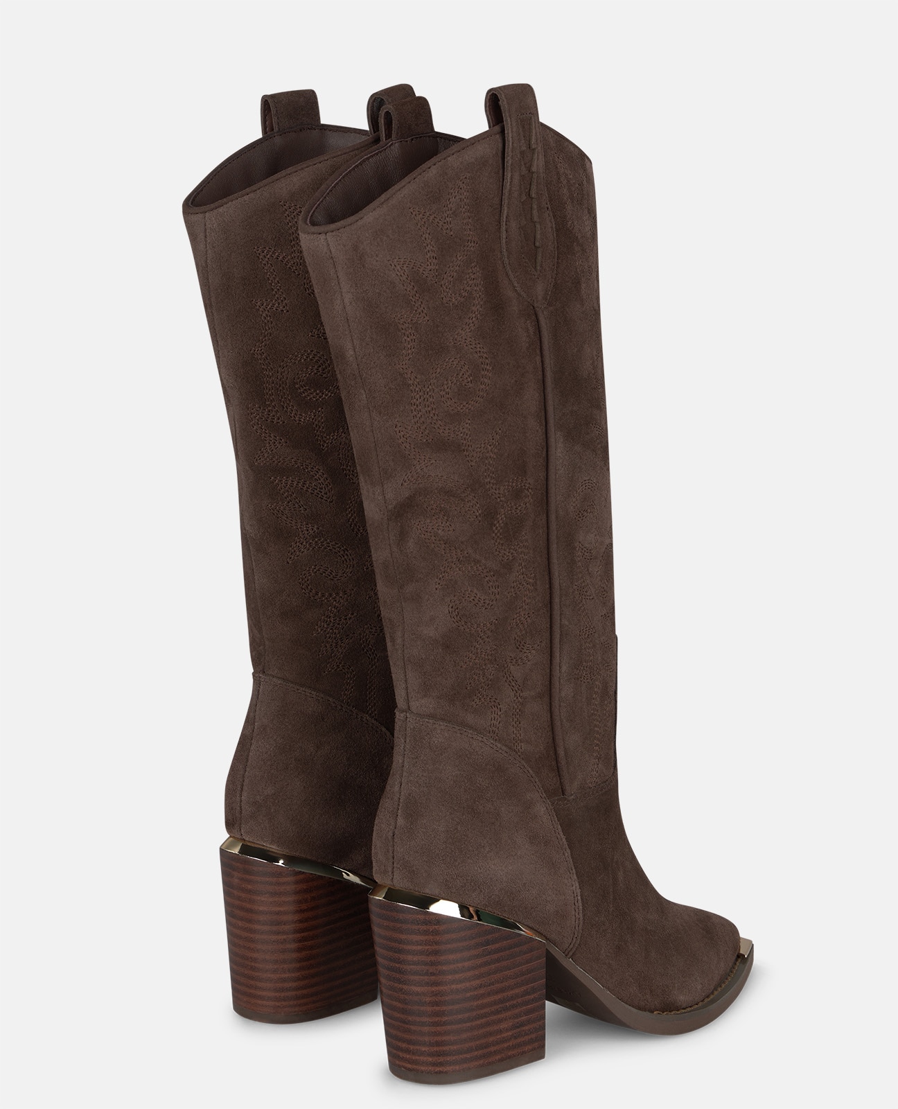 Botas cowboy de mujer en piel con bordados tonales - Alma en Pena - Marrón Marrón-2