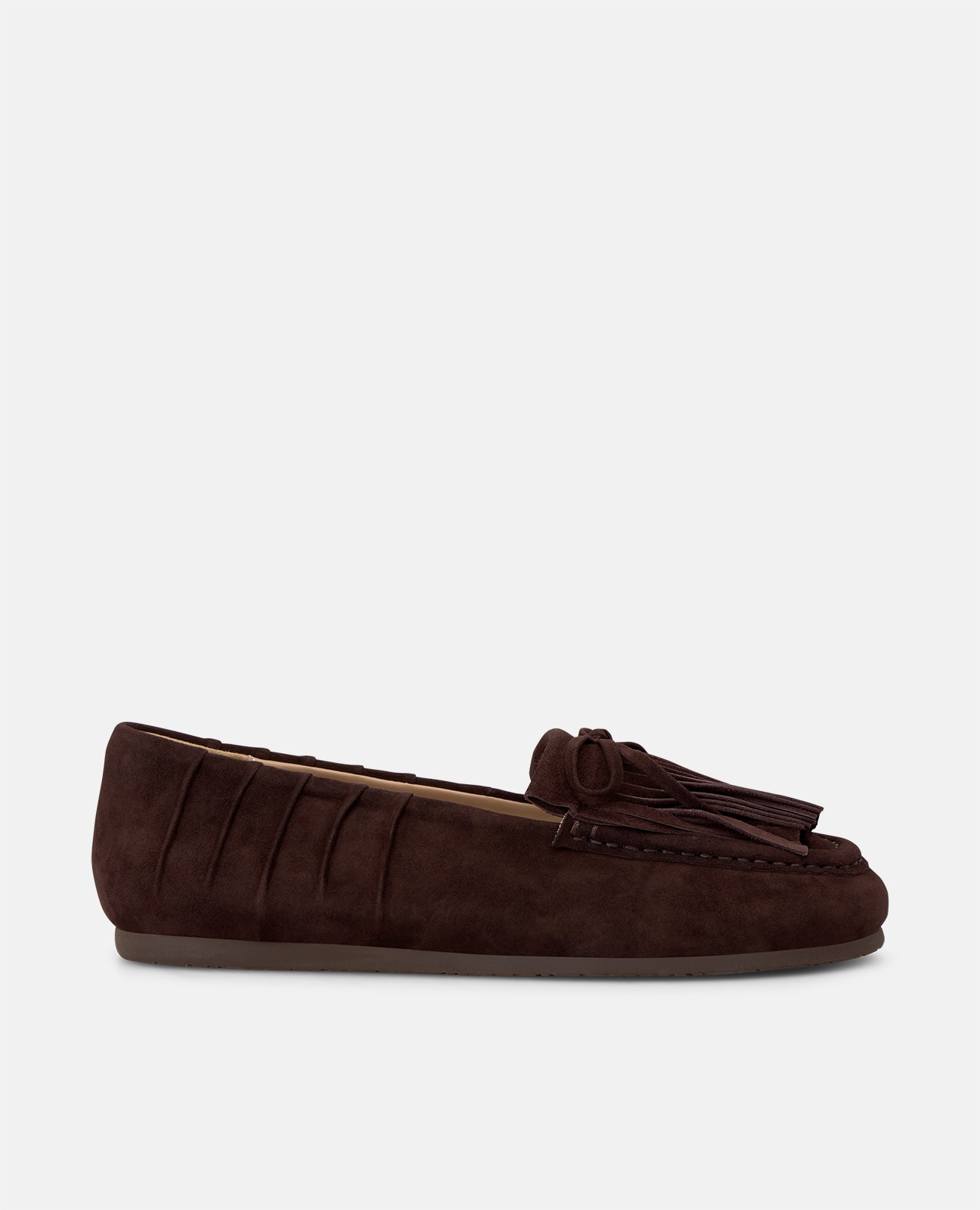 Mocasín plano de mujer en ante con flecos - Alma en Pena - Marrón Marrón-1