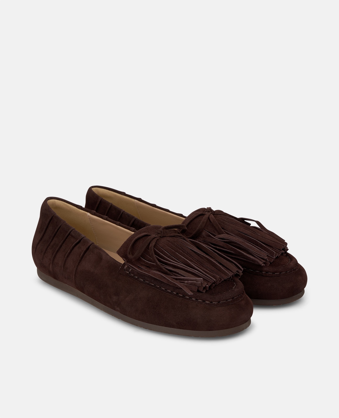 Mocasín plano de mujer en ante con flecos - Alma en Pena - Marrón Marrón-3