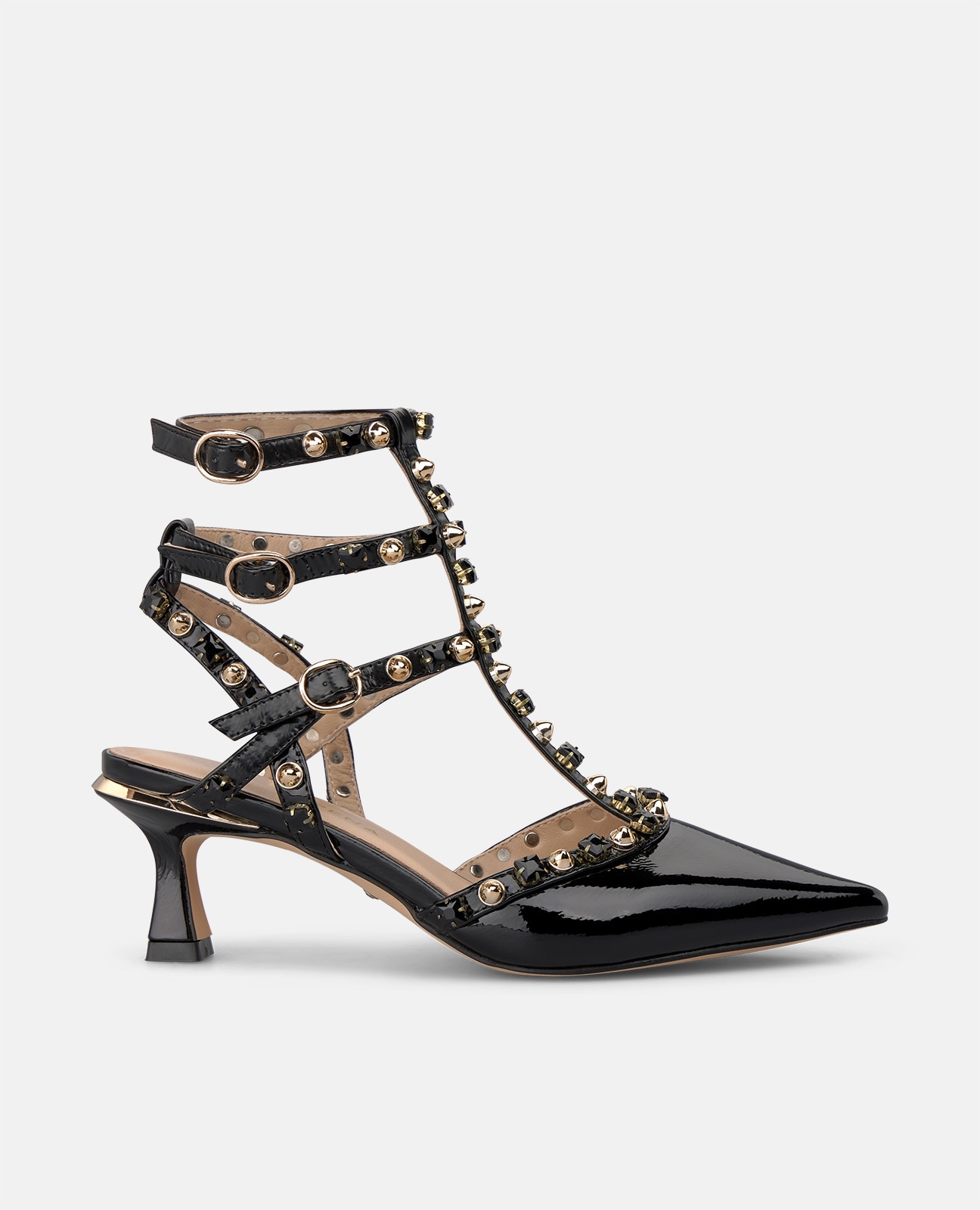Zapatos de salón de mujer en charol con encaje en la puntera - Alma en Pena - Negro Negro-1