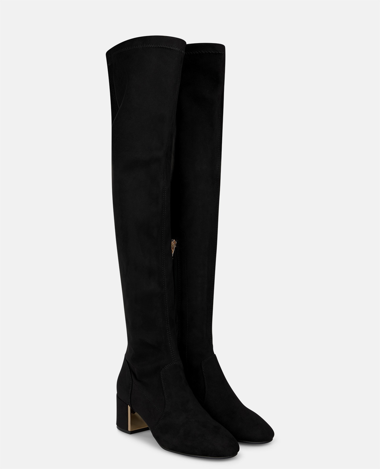 Botas básicas de mujer caña alta con cierre cremallera - Negro Negro-3