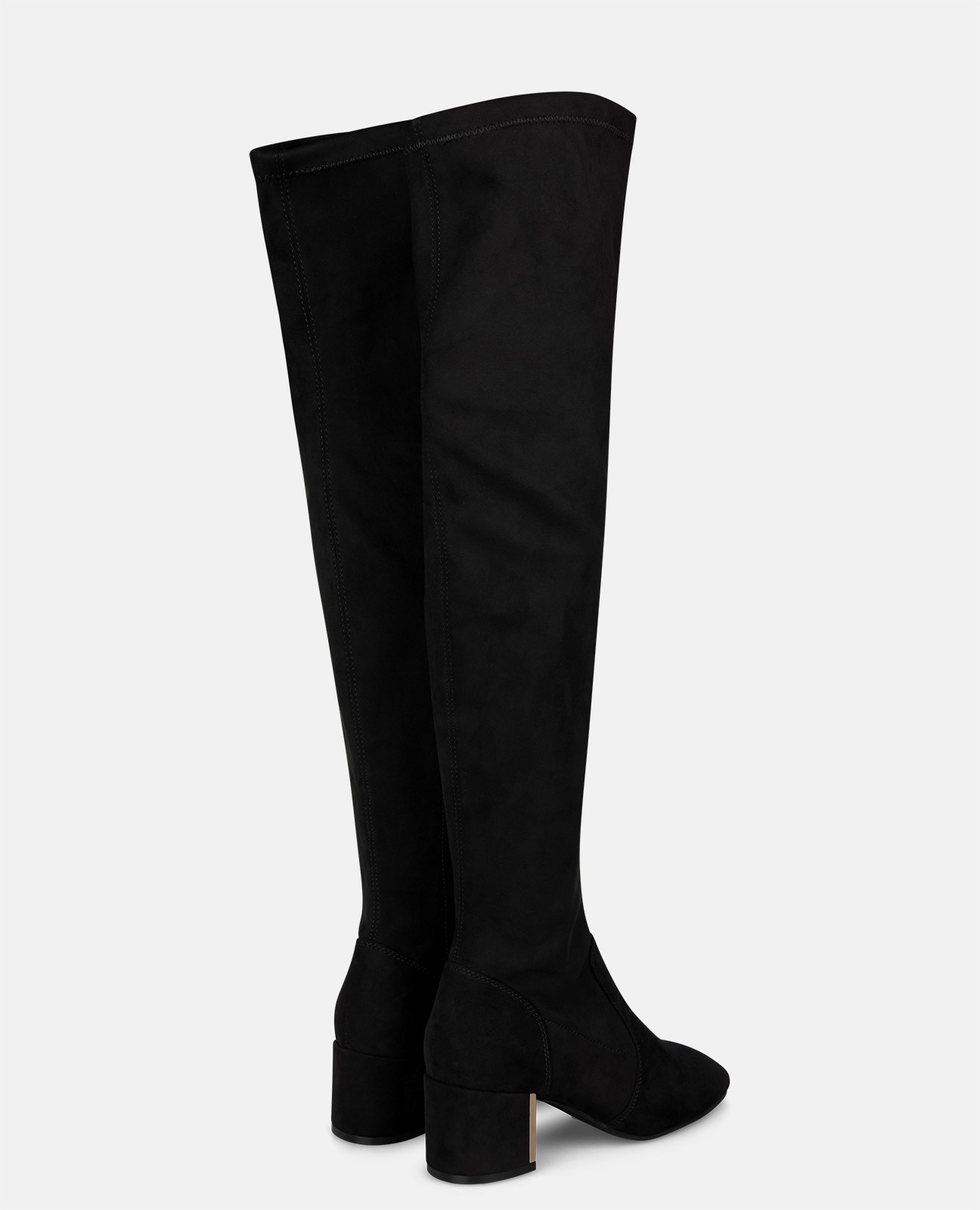 Botas básicas de mujer caña alta con cierre cremallera - Negro Negro-2