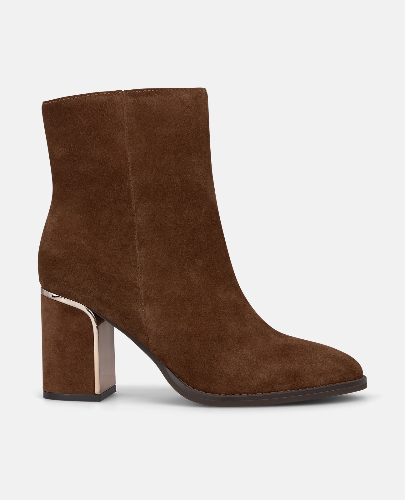 Botines básicos de mujer en ante con cierre de cremallera - Camel Camel-1