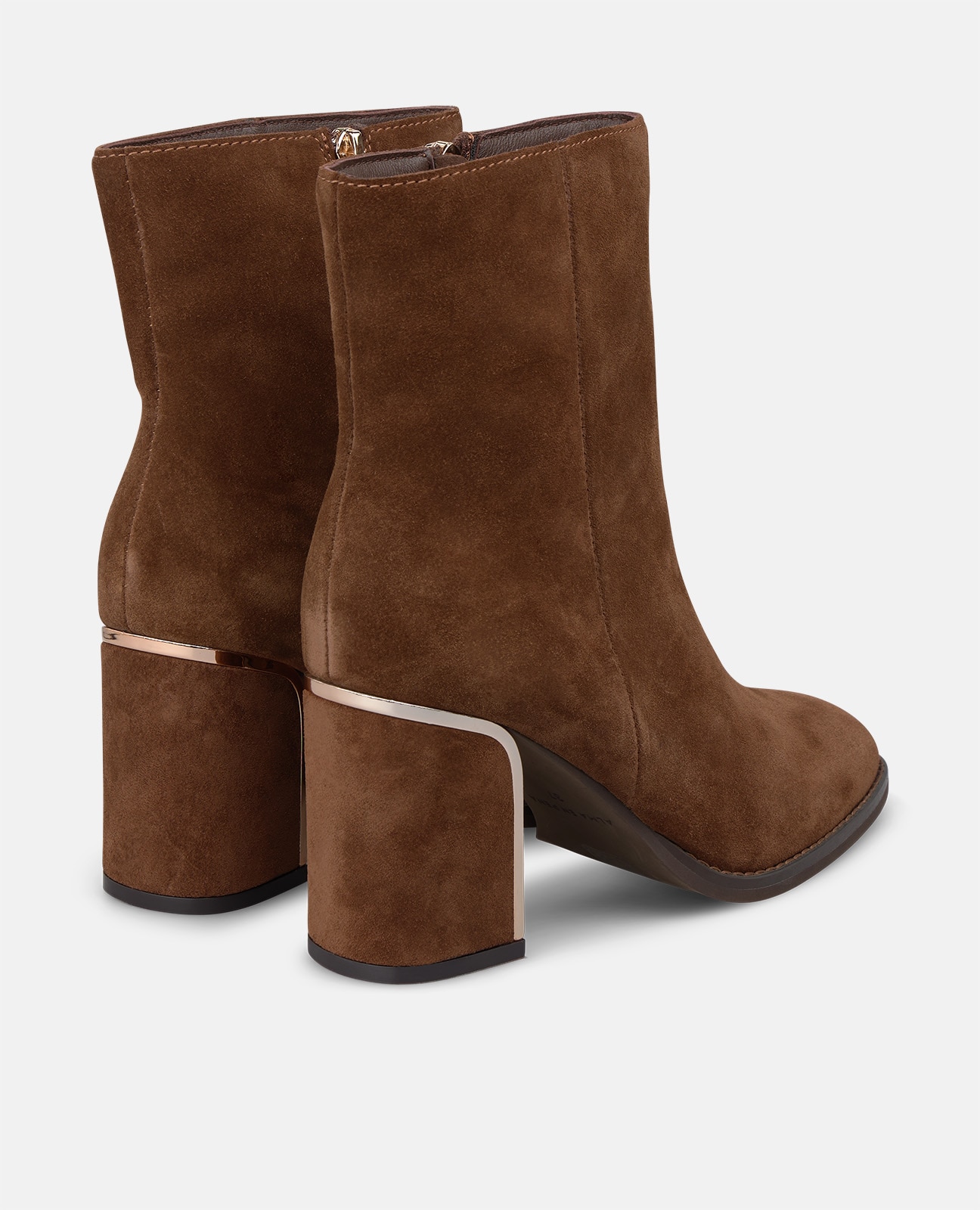 Botines básicos de mujer en ante con cierre de cremallera - Camel Camel-2