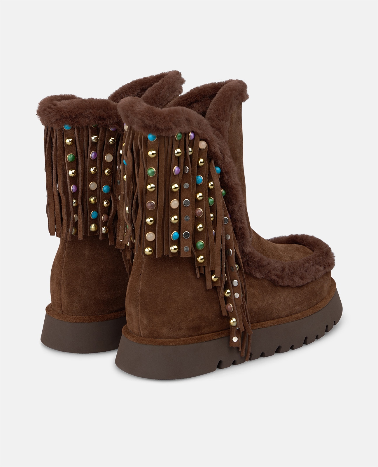Botines apreski de mujer en ante con flecos - Alma en Pena - Camel Camel-3