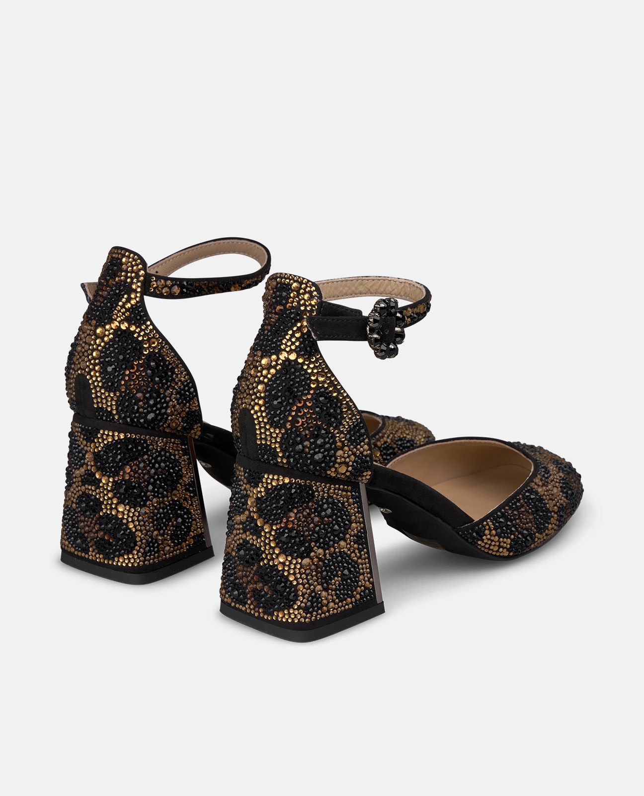 Zapatos de salón de mujer animal print con pulsera - Negro Negro-2