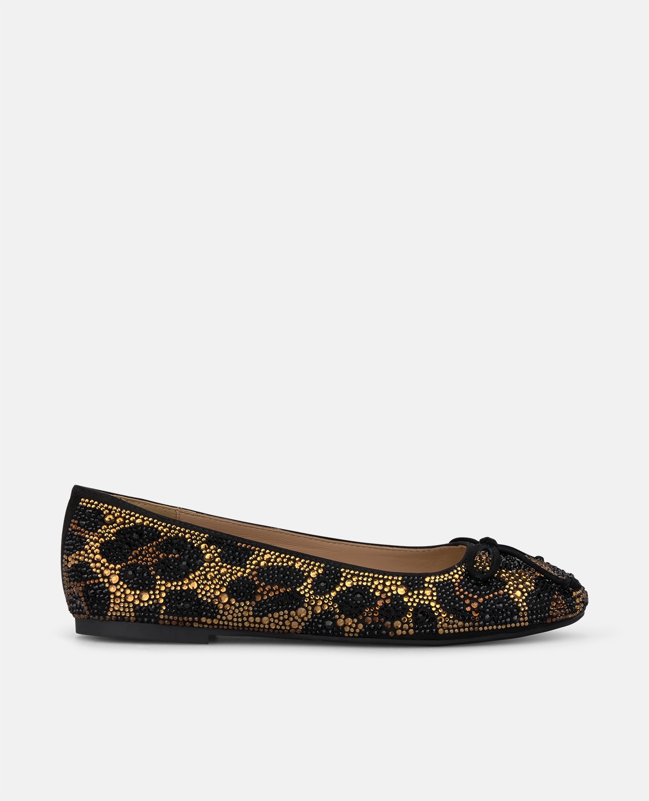 Bailarinas planas de mujer animal print en pedrería - Alma en Pena - Negro Negro-1