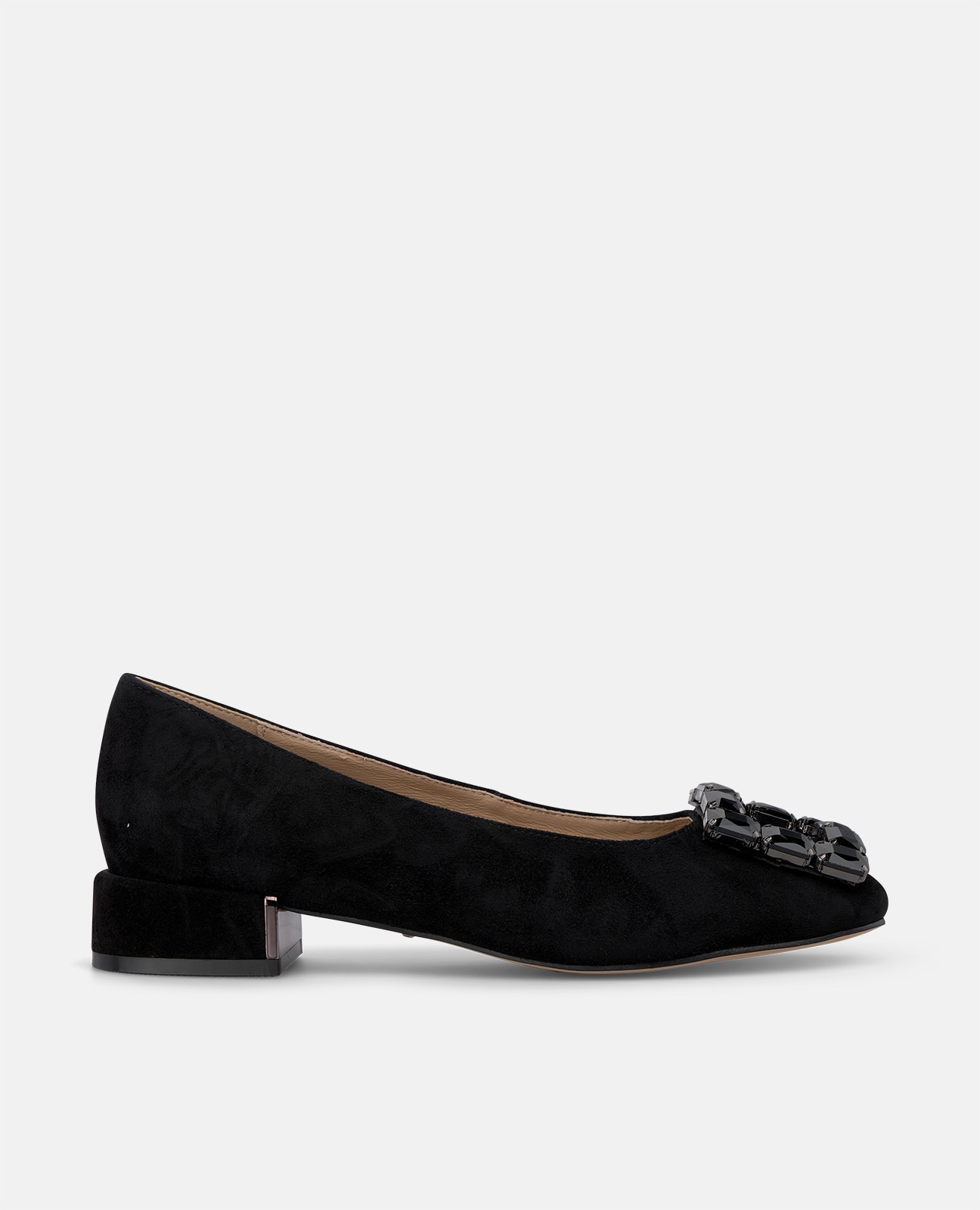 Bailarinas planas de mujer en ante con adorno frontal - Negro Negro-1