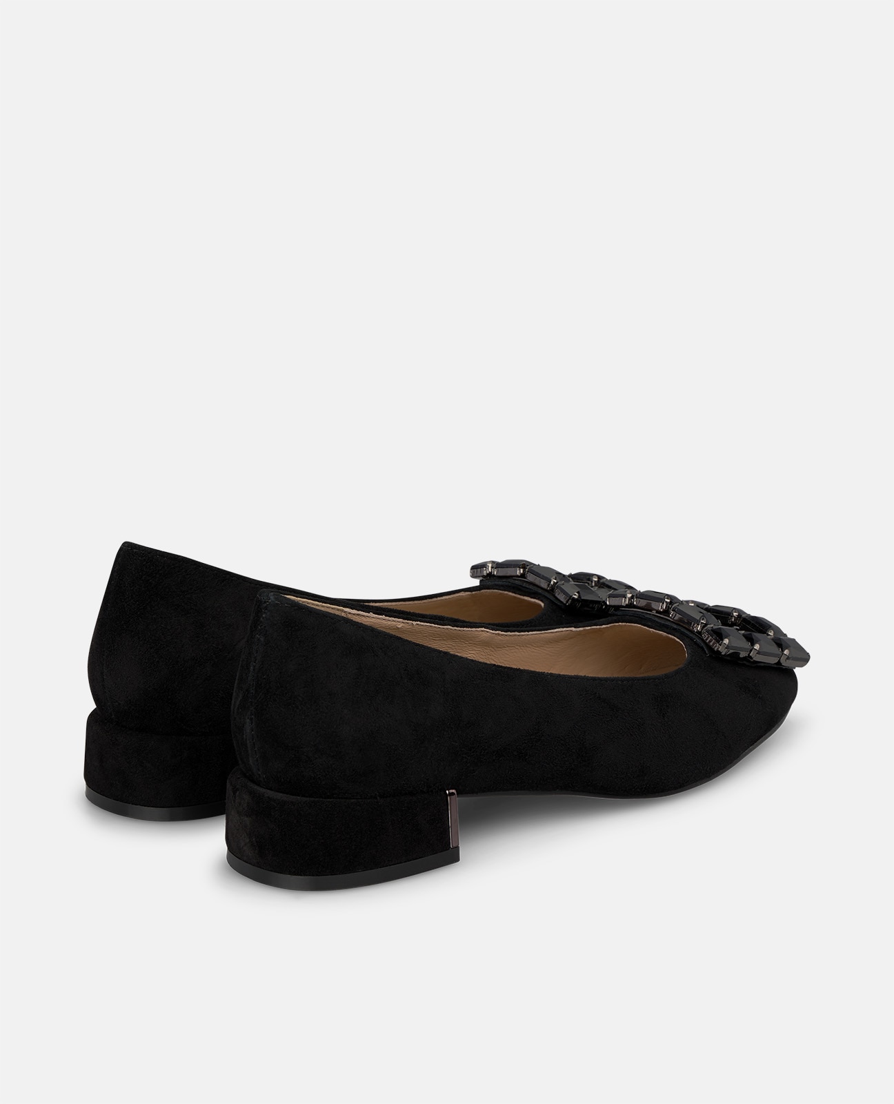 Bailarinas planas de mujer en ante con adorno frontal - Negro Negro-2