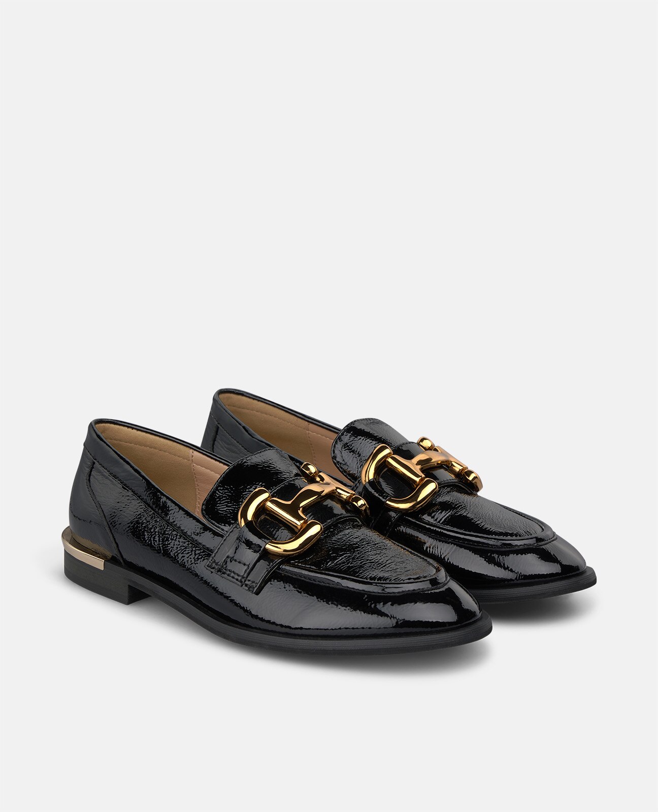 Mocasín plano de mujer en charol con adorno metálico - Alma en Pena - Negro Negro-3
