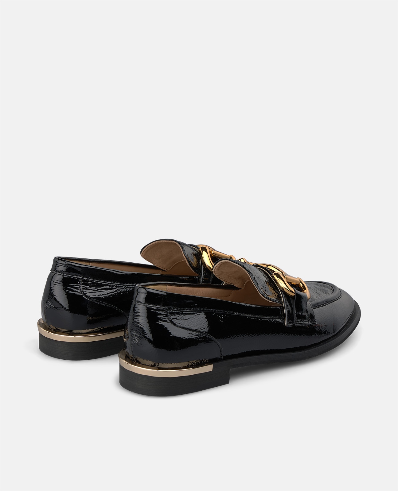 Mocasín plano de mujer en charol con adorno metálico - Alma en Pena - Negro Negro-2