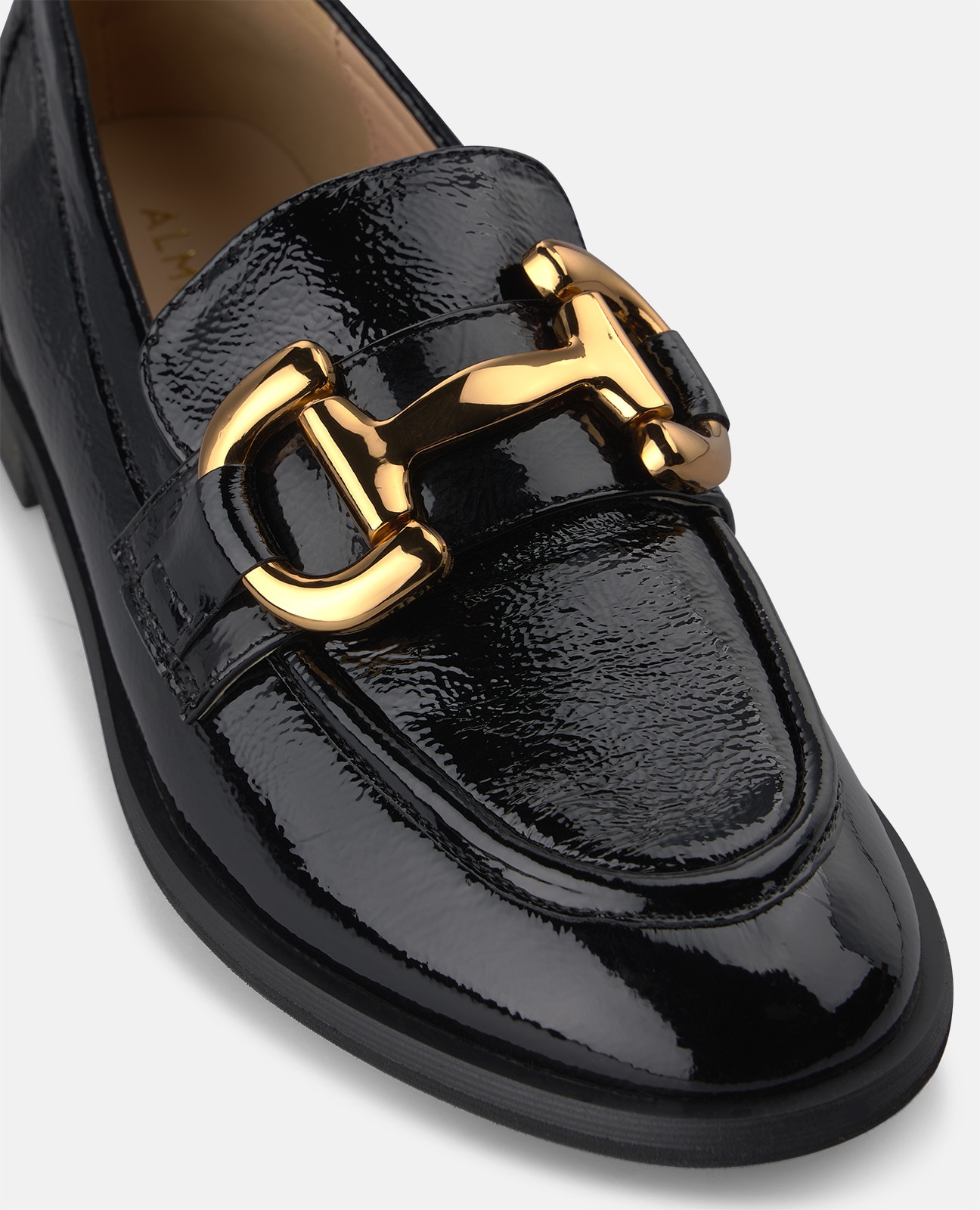 Mocasín plano de mujer en charol con adorno metálico - Alma en Pena - Negro Negro-4